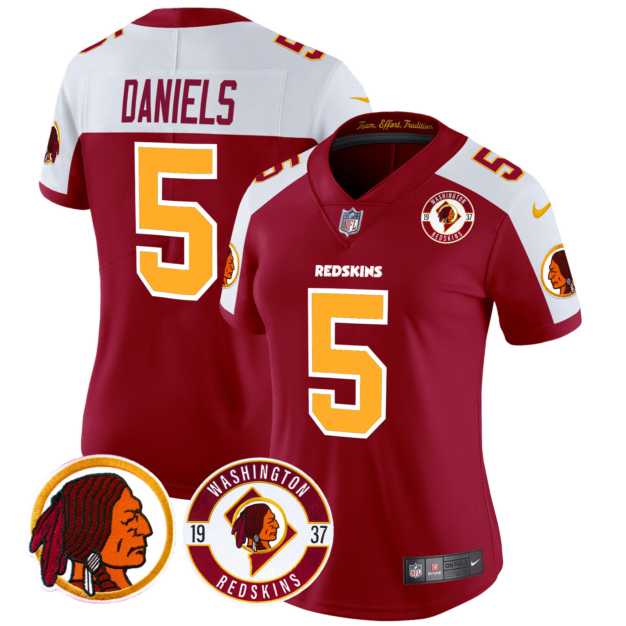 Jayden Daniels Women's Washington Redskins 2024 Vapor Limited Burgundy Alternate Jersey - All Stitched