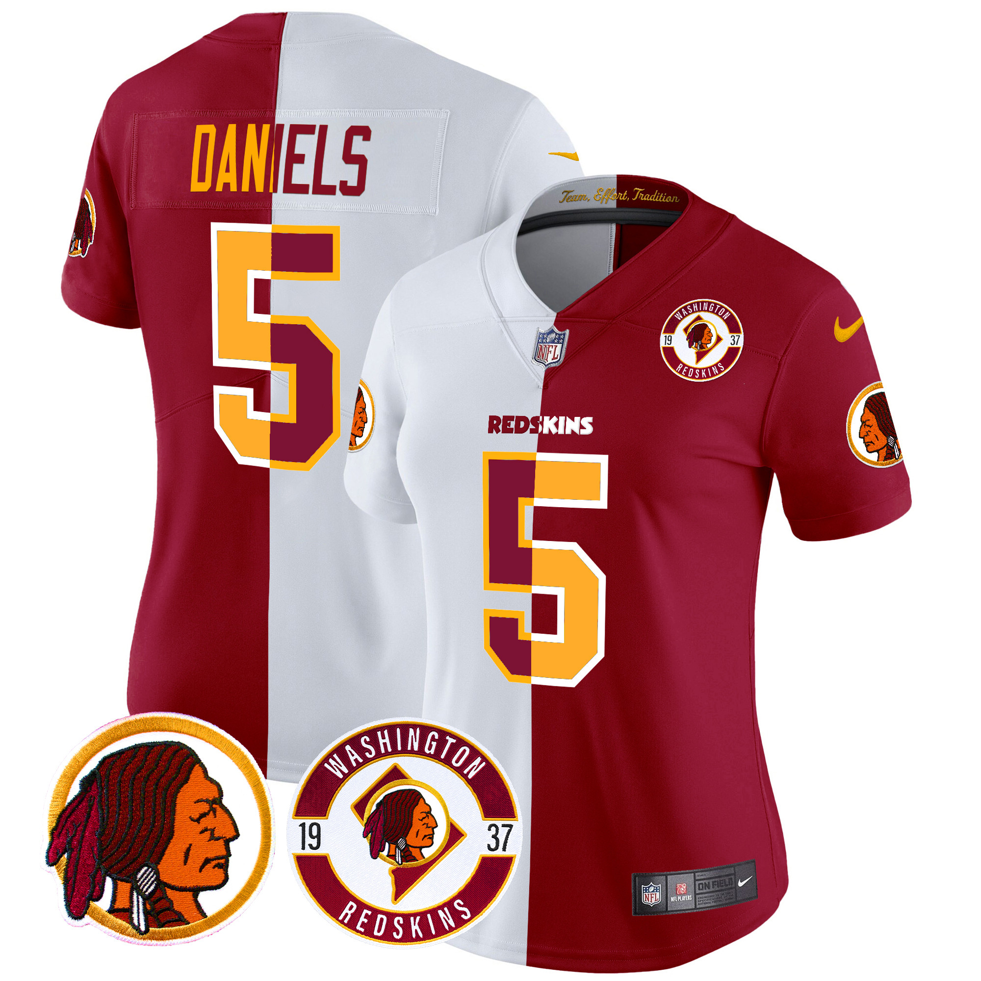 Jayden Daniels Women's Washington Redskins 2024 Vapor Limited Half Jersey - All Stitched