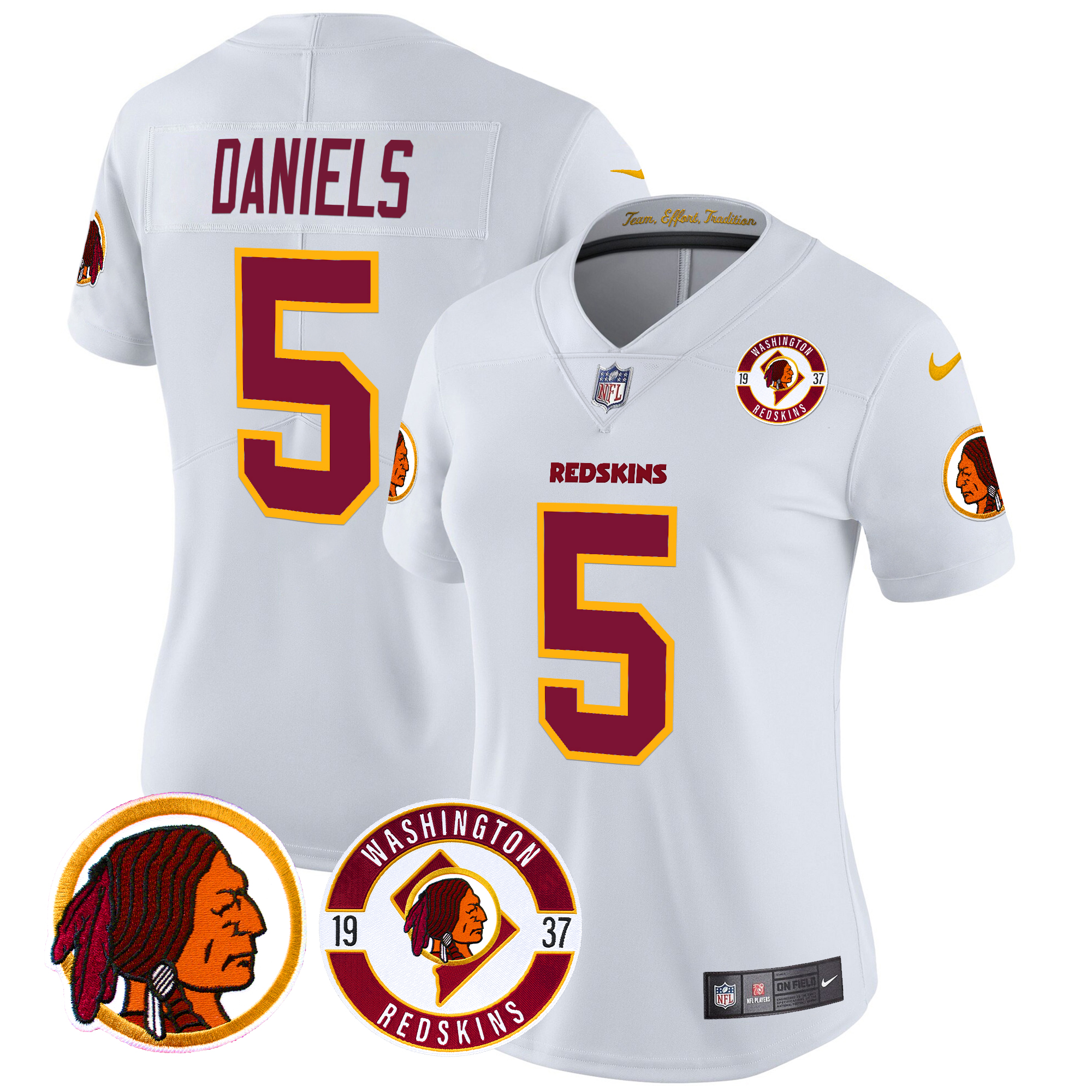 Jayden Daniels Women's Washington Redskins 2024 Vapor Limited White Jersey - All Stitched