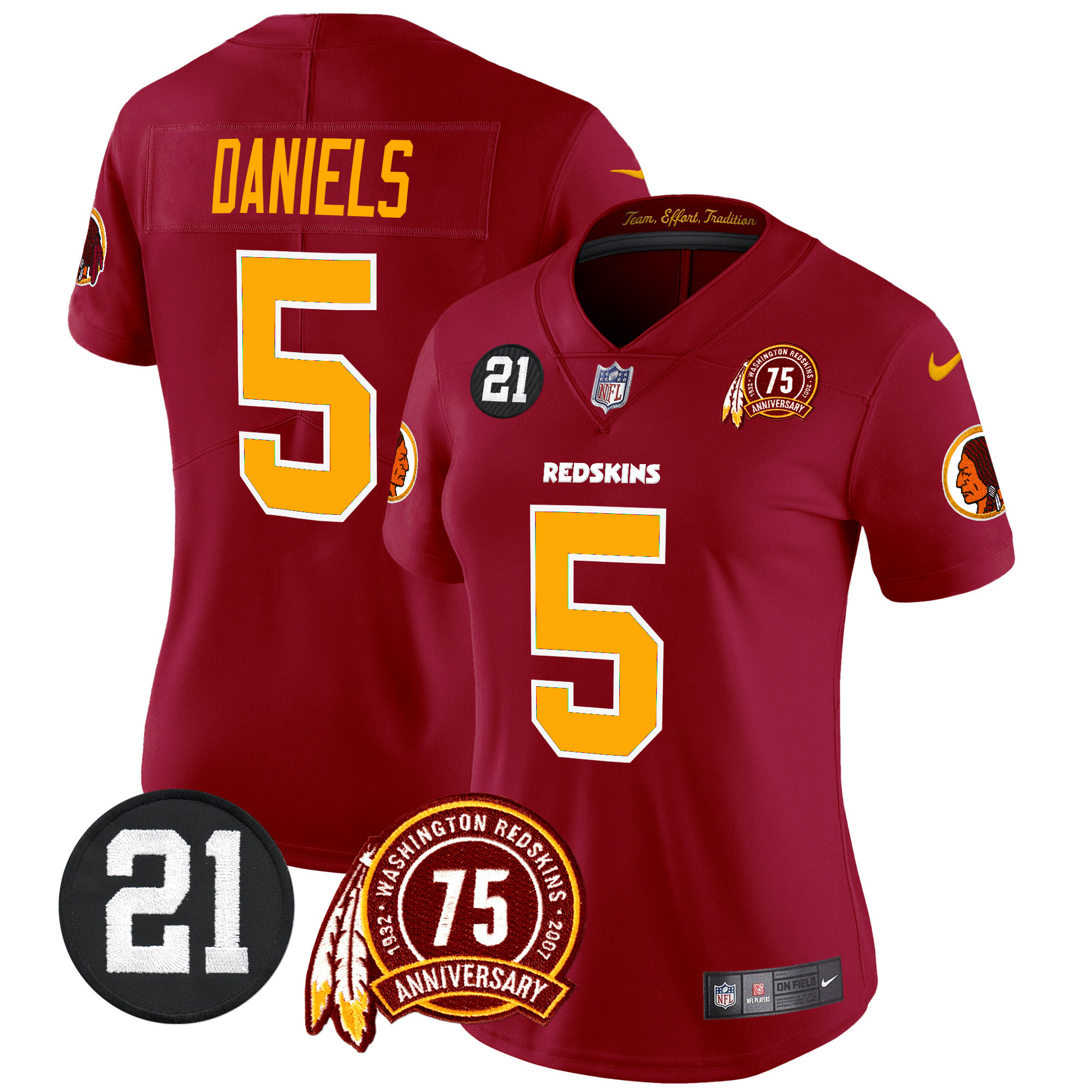 Jayden Daniels Women's Washington Redskins 75th & Sean Taylor Patch Vapor Limited Burgundy Jersey - All Stitched