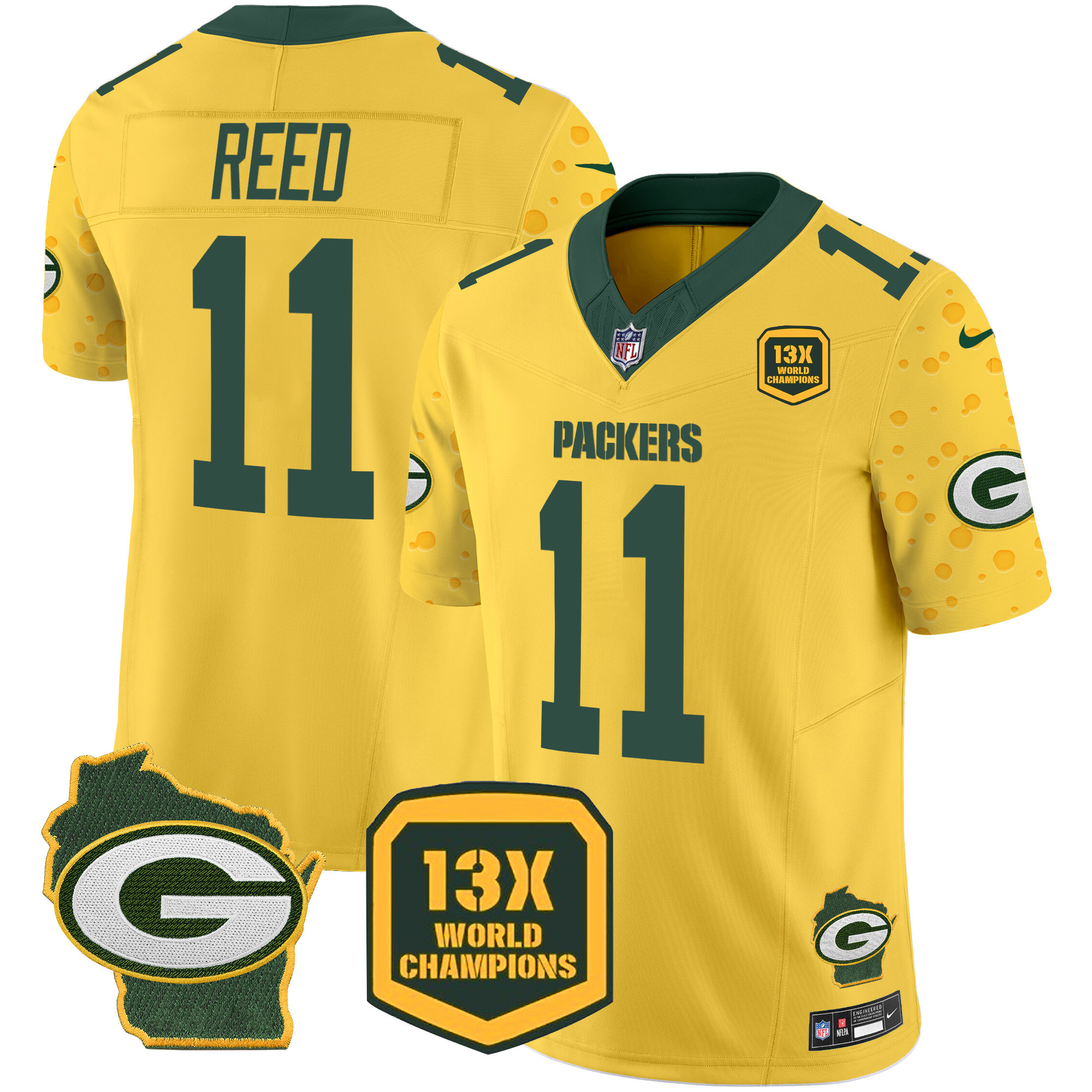 Jayden Reed Men's Green Bay Packers Cheese Vapor Limited Jersey Ã¢â‚¬â€œ All Stitched Gold Jersey - All Stitched