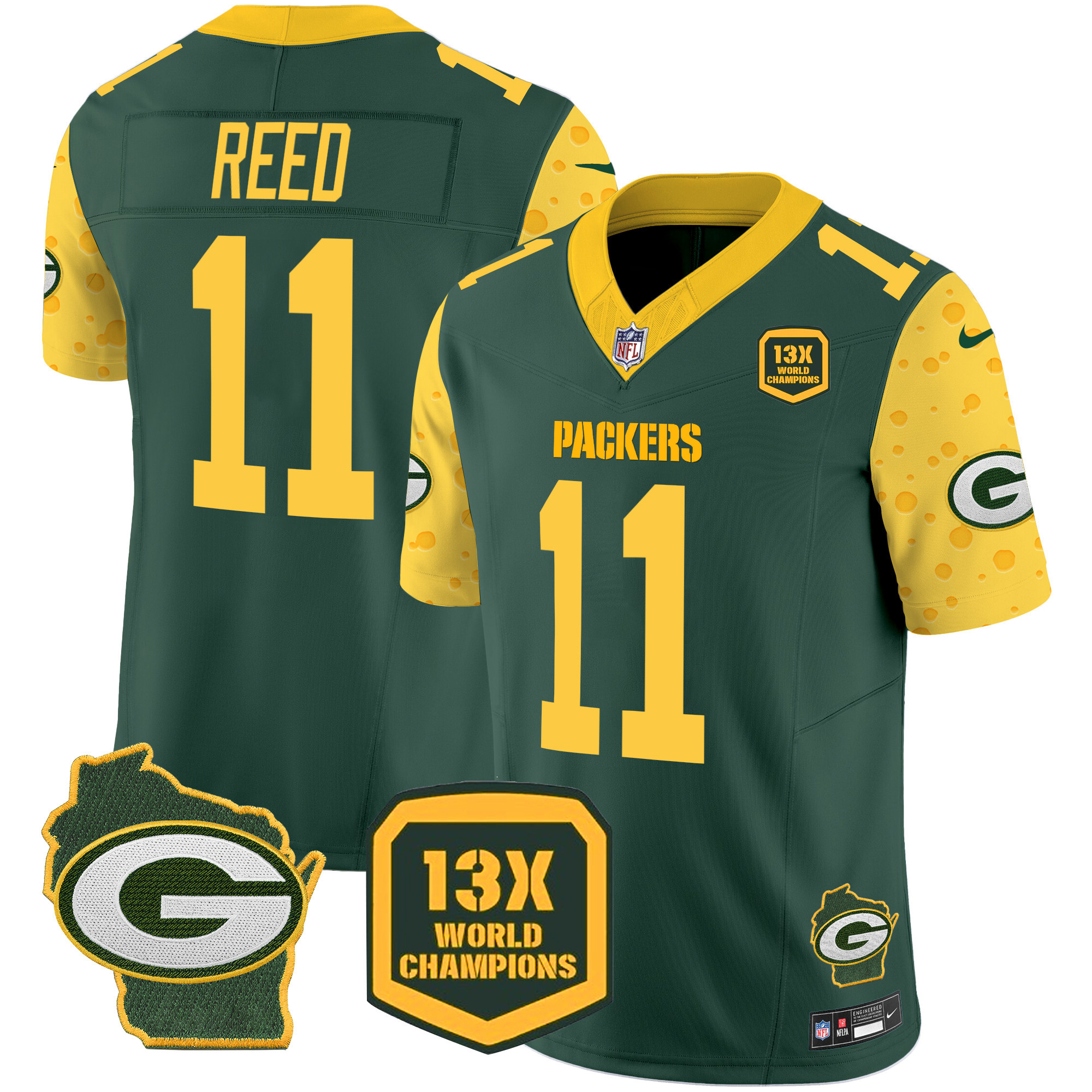 Jayden Reed Men's Green Bay Packers Cheese Vapor Limited Jersey Ã¢â‚¬â€œ All Stitched Green Jersey - All Stitched