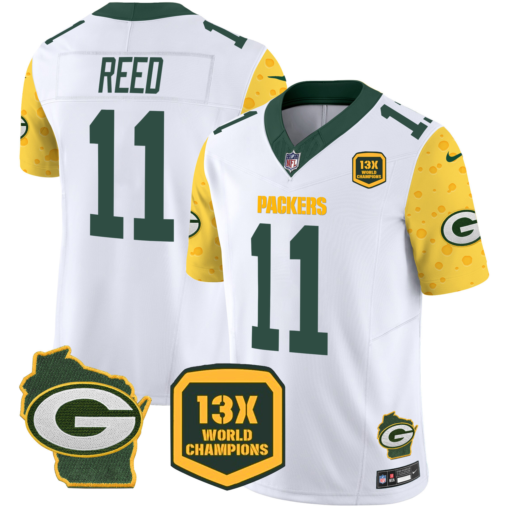 Jayden Reed Men's Green Bay Packers Cheese Vapor Limited Jersey Ã¢â‚¬â€œ All Stitched White Jersey - All Stitched