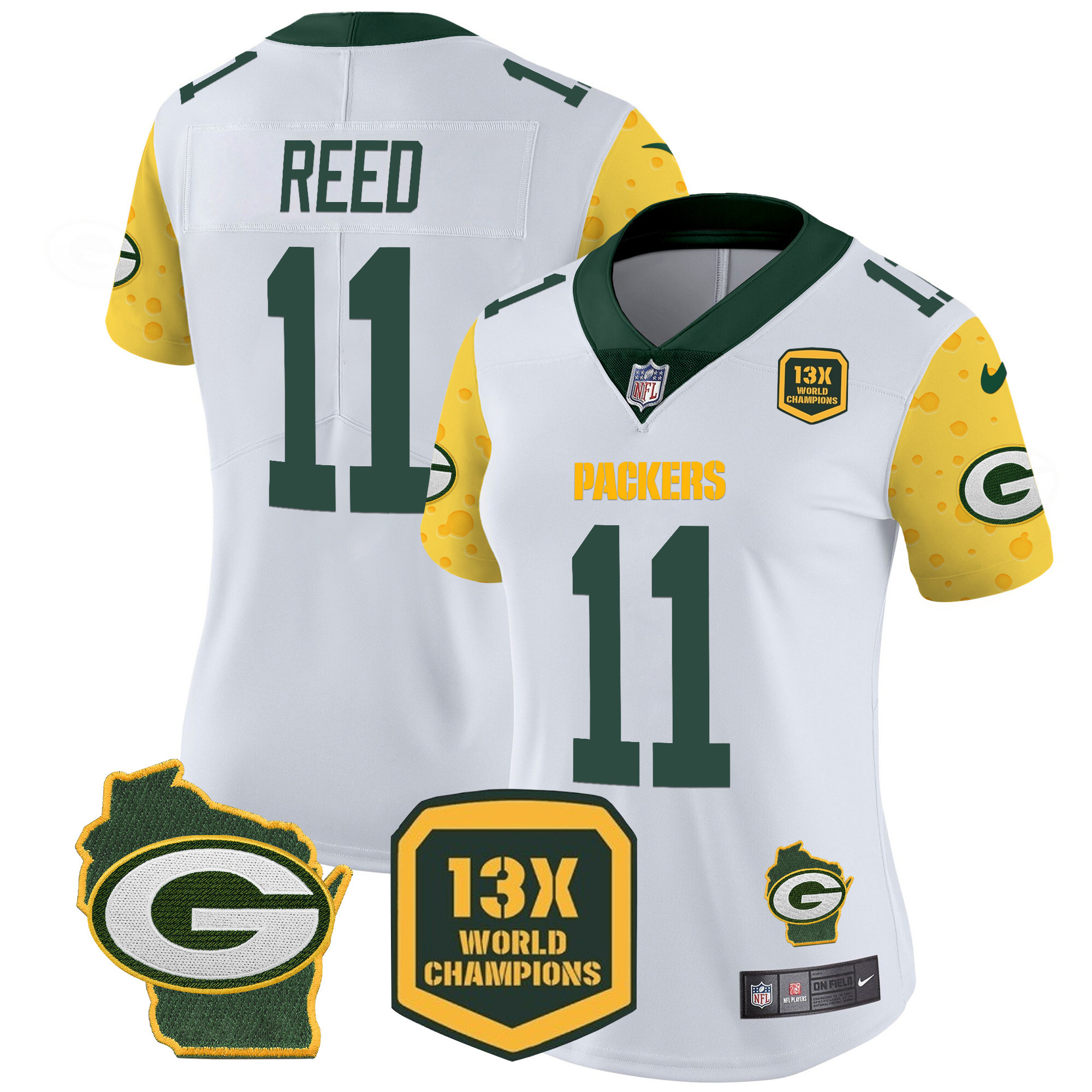 Jayden Reed Women's Green Bay Packers Cheese Vapor Limited Jersey ÃƒÂ¢Ã¢â€šÂ¬Ã¢â‚¬Å“ All Stitched White Jersey - All Stitched