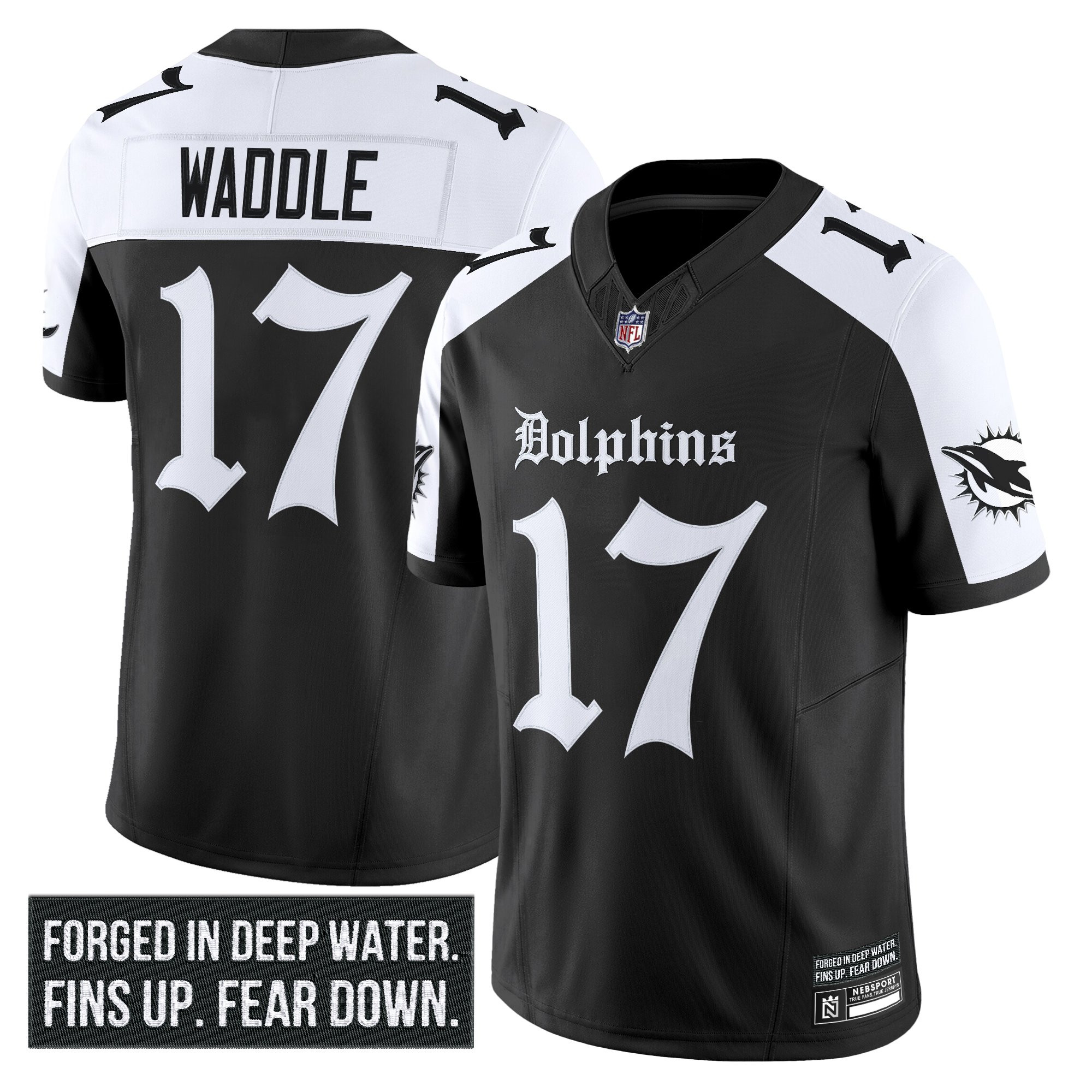 Jaylen Waddle Men's Miami Dolphins 'Gothic Deep Water Edition' Vapor Limited Alternate Jersey - All Stitched