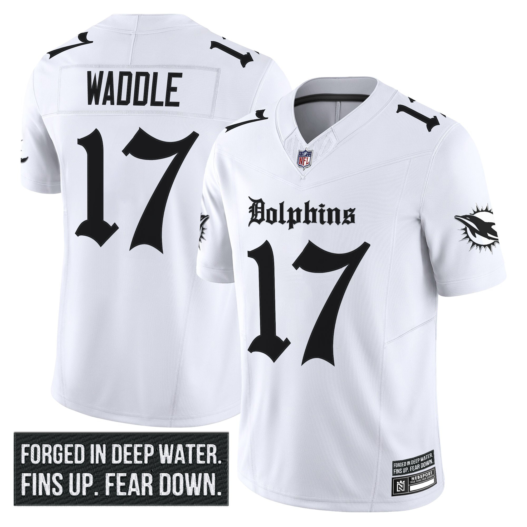 Jaylen Waddle Men's Miami Dolphins 'Gothic Deep Water Edition' Vapor Limited White Jersey - All Stitched