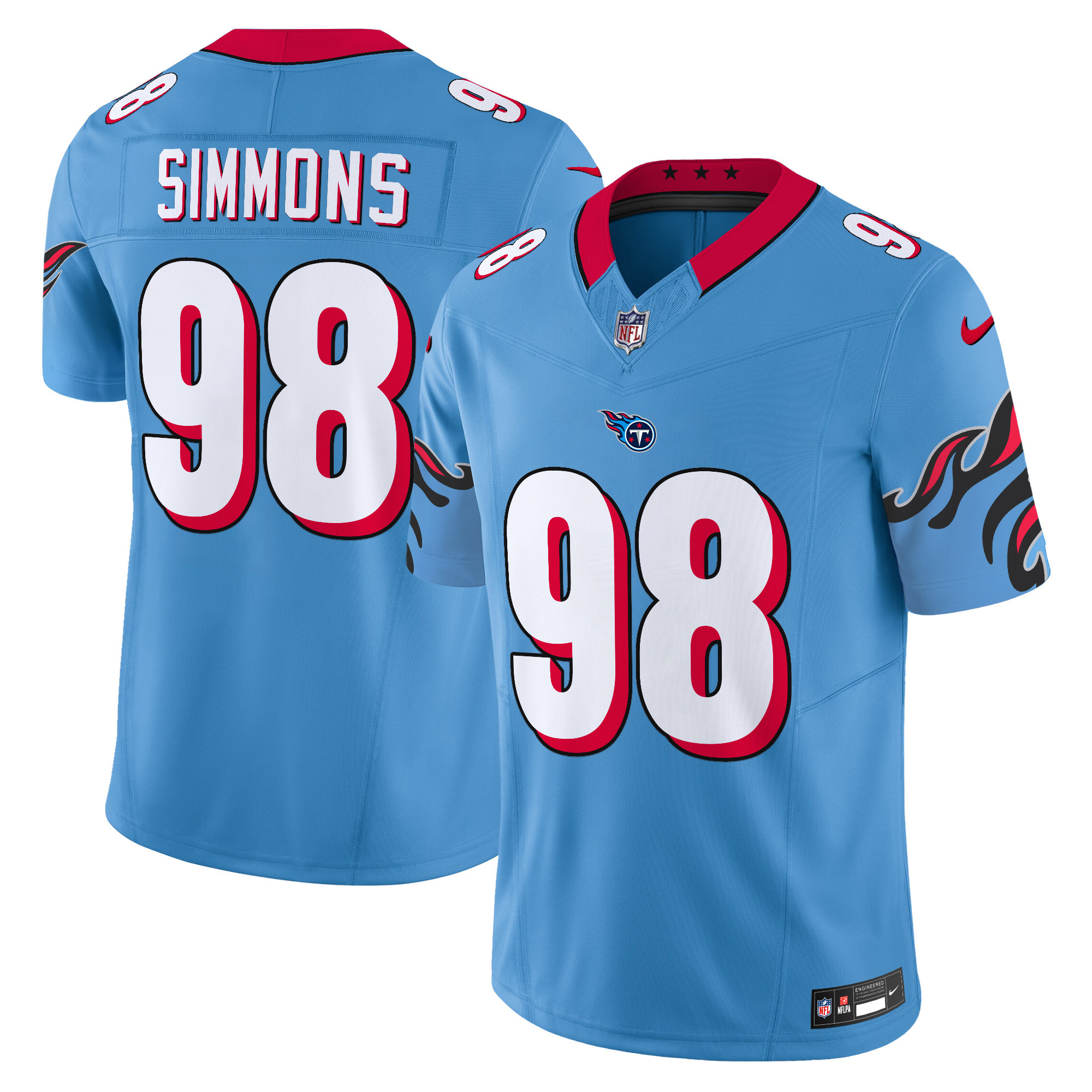 Jeffery Simmons Men's Tennessee Titans Special Vapor Limited Light Blue Jersey - All Stitched