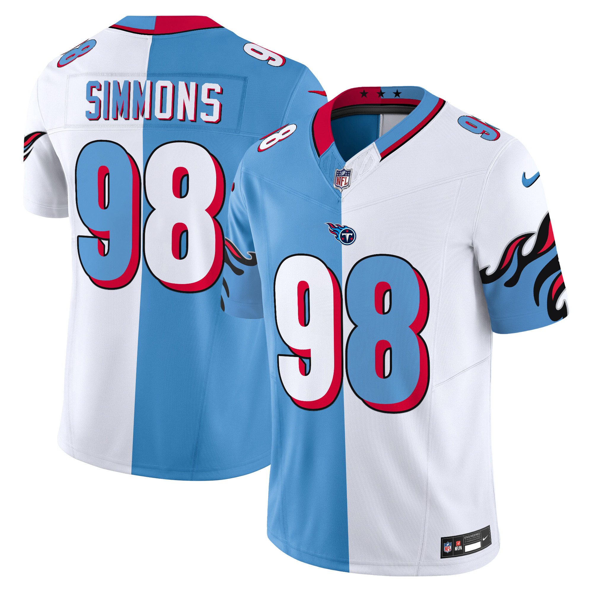 Jeffery Simmons Men's Tennessee Titans Special Vapor Limited Split Jersey - All Stitched