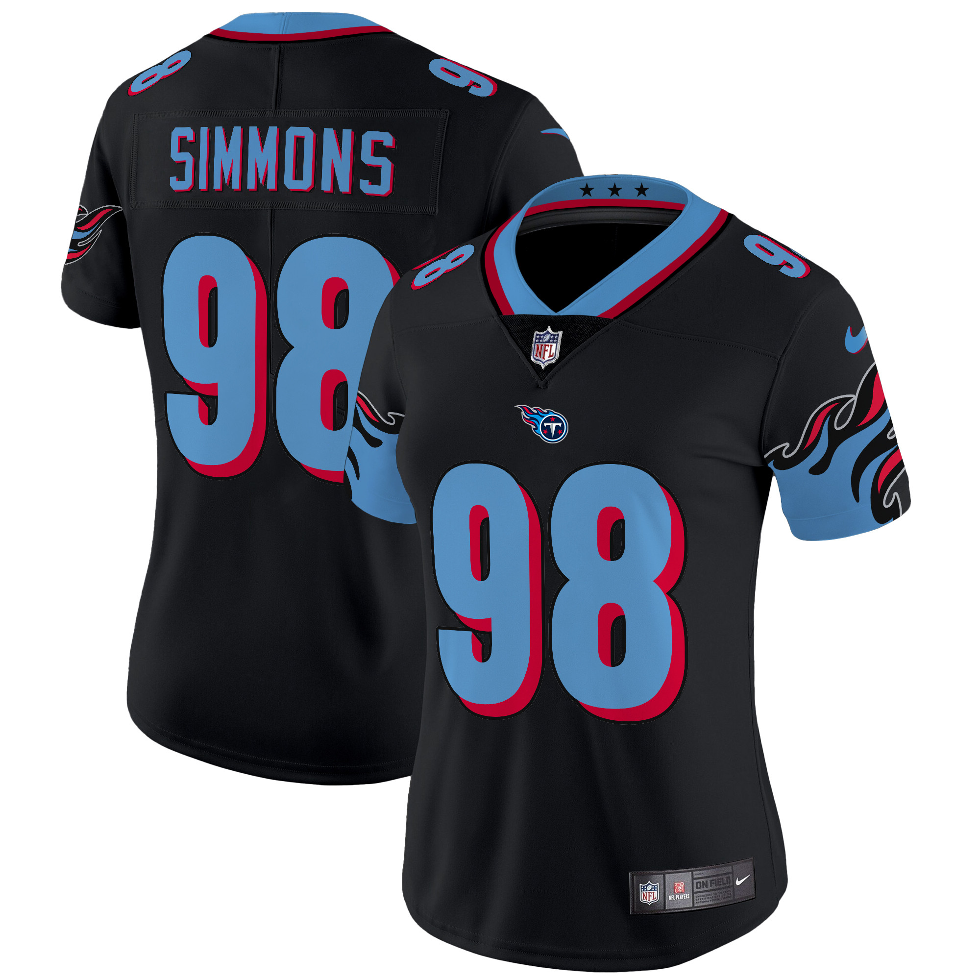 Jeffery Simmons Women's Tennessee Titans Special Vapor Limited Black Jersey - All Stitched