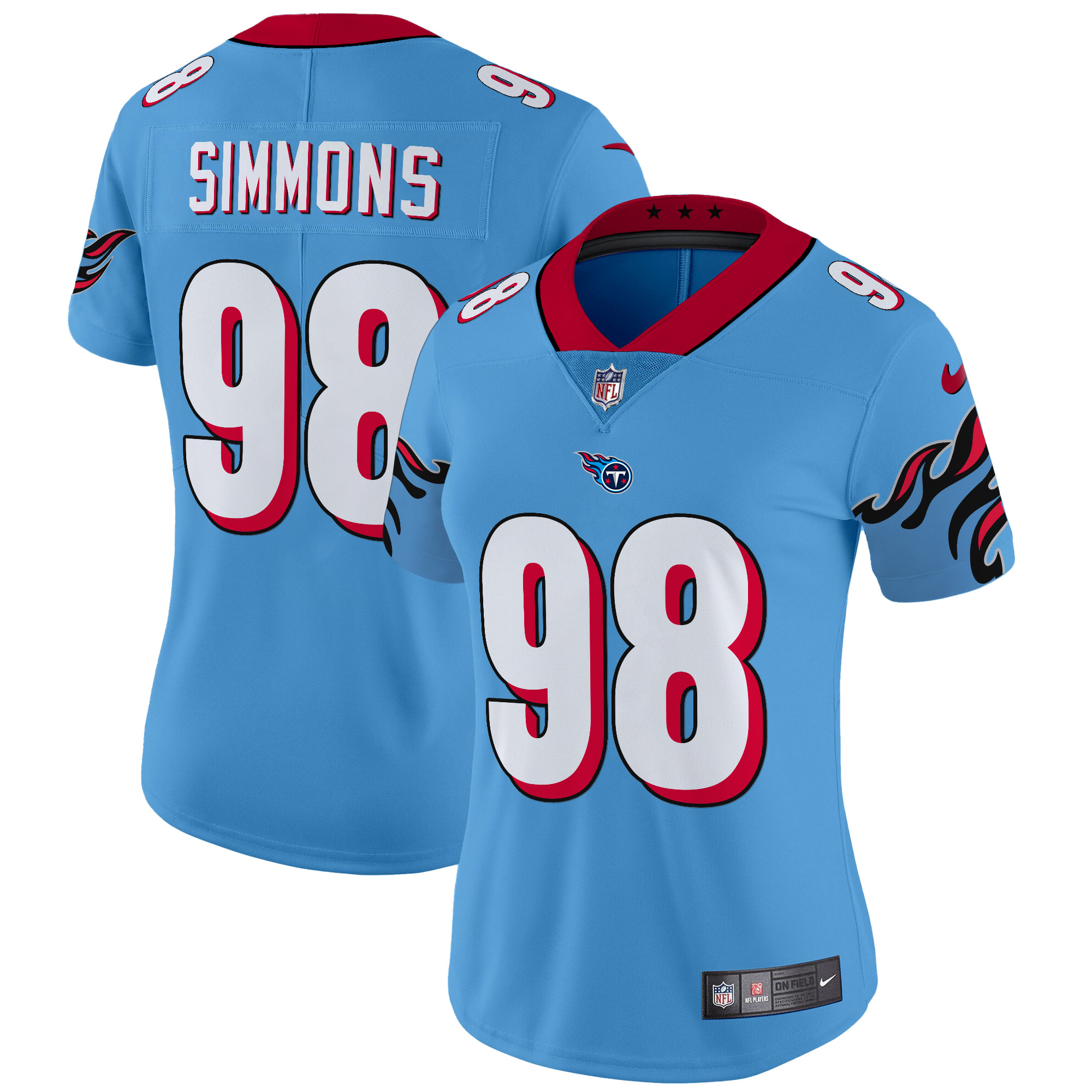 Jeffery Simmons Women's Tennessee Titans Special Vapor Limited Light Blue Jersey - All Stitched