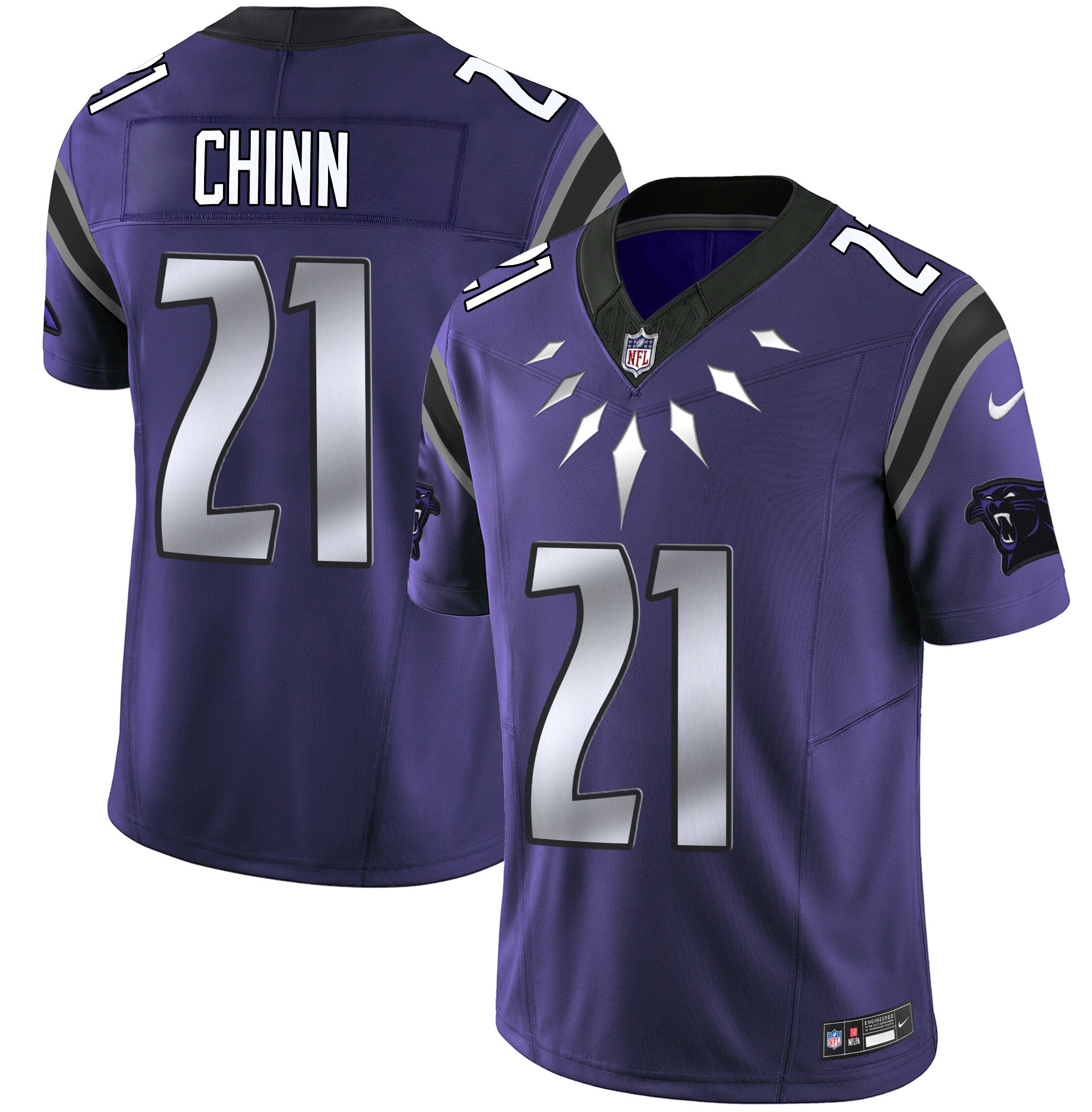 Jeremy Chinn Men's Carolina Panthers Wakanda Vapor Limited Purple Jersey - All Stitched