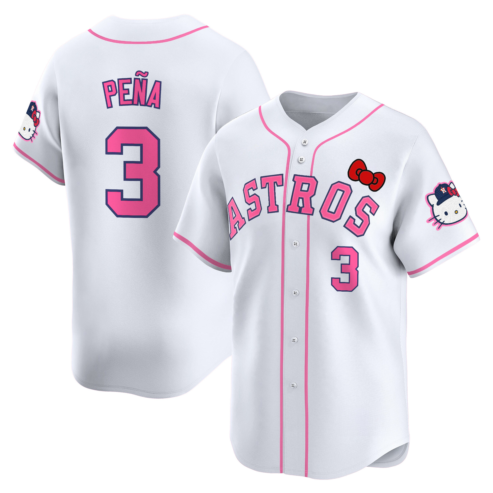 Jeremy Pena Youth's Houston Astros Hello Kitty Vapor Premier Limited White Jersey V2 - All Stitched