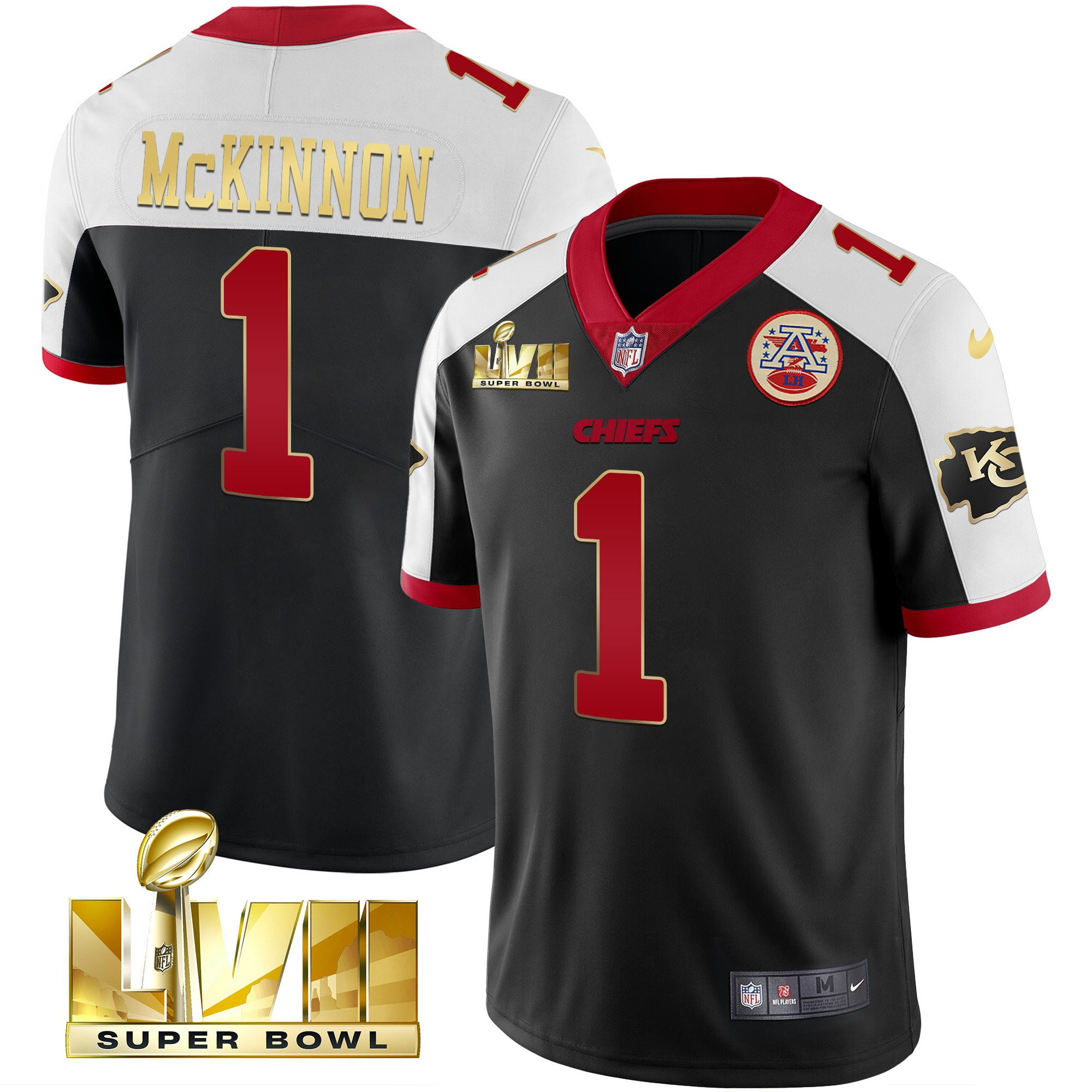 Jerick McKinnon Men's Kansas City Chiefs Super Bowl LVII Alternate Gold Vapor Gold Trim Jersey - All Stitched