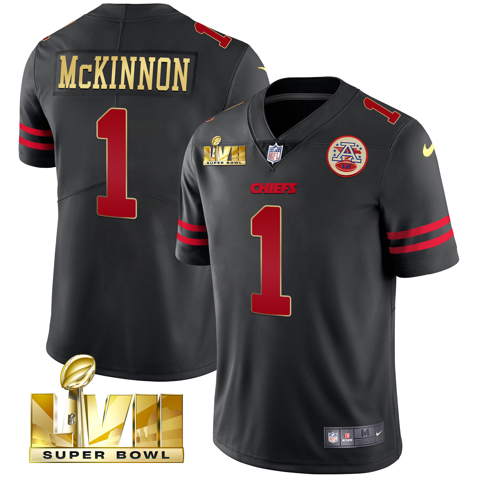 Jerick McKinnon Men's Kansas City Chiefs Super Bowl LVII Red Gold Vapor Gold Trim Jersey - All Stitched