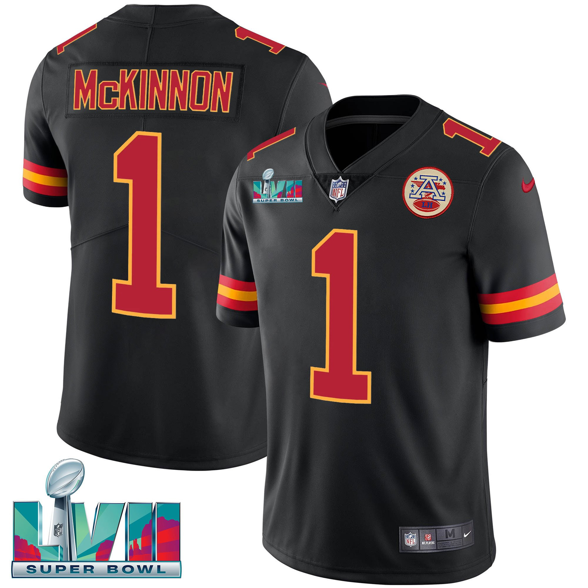Jerick McKinnon Men's Kansas City Chiefs Super Bowl LVII Vapor Player Black Jersey - All Stitched