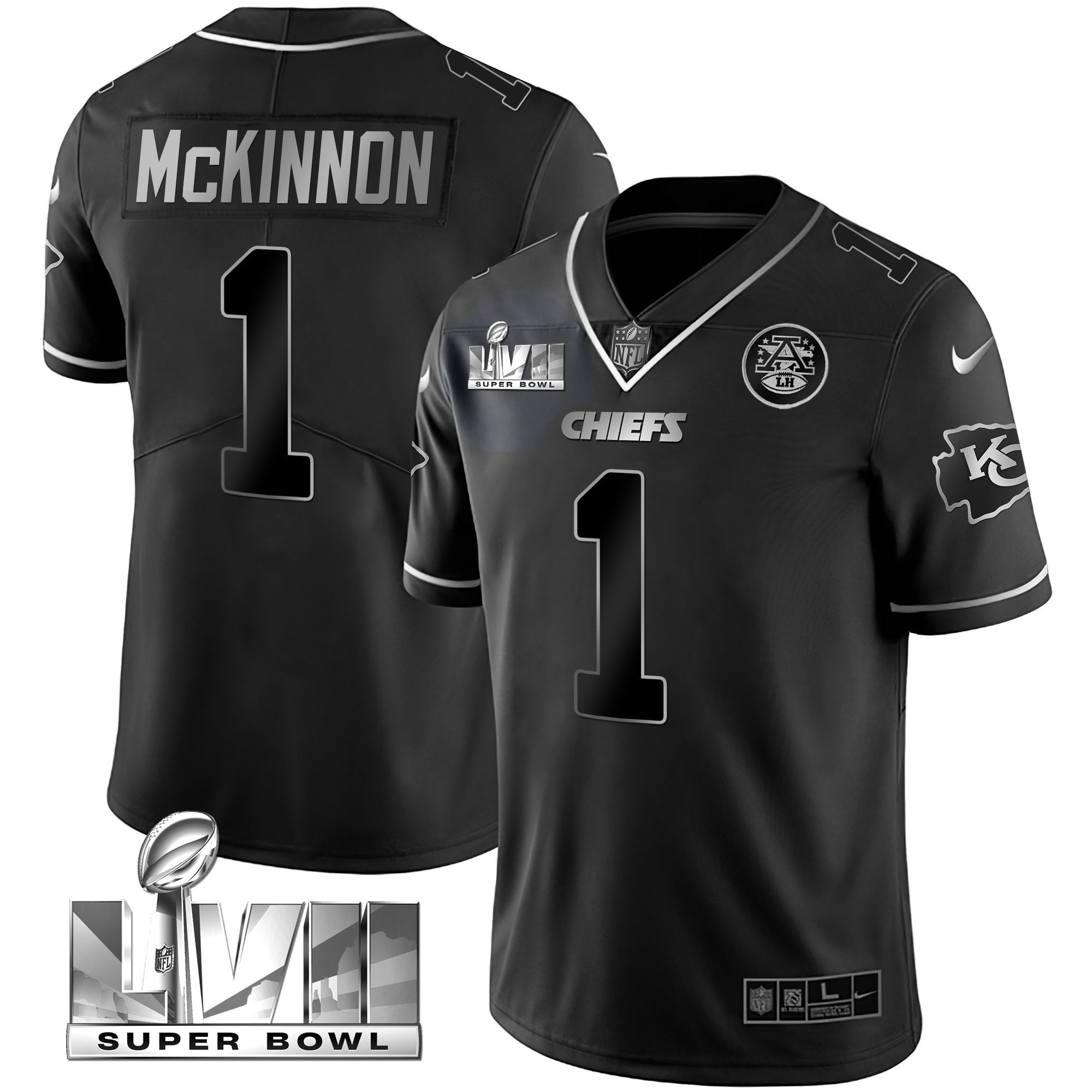 Jerick McKinnon Men's Kansas City Chiefs Super Bowl Vapor Gold Black Silver Jersey - All Stitched