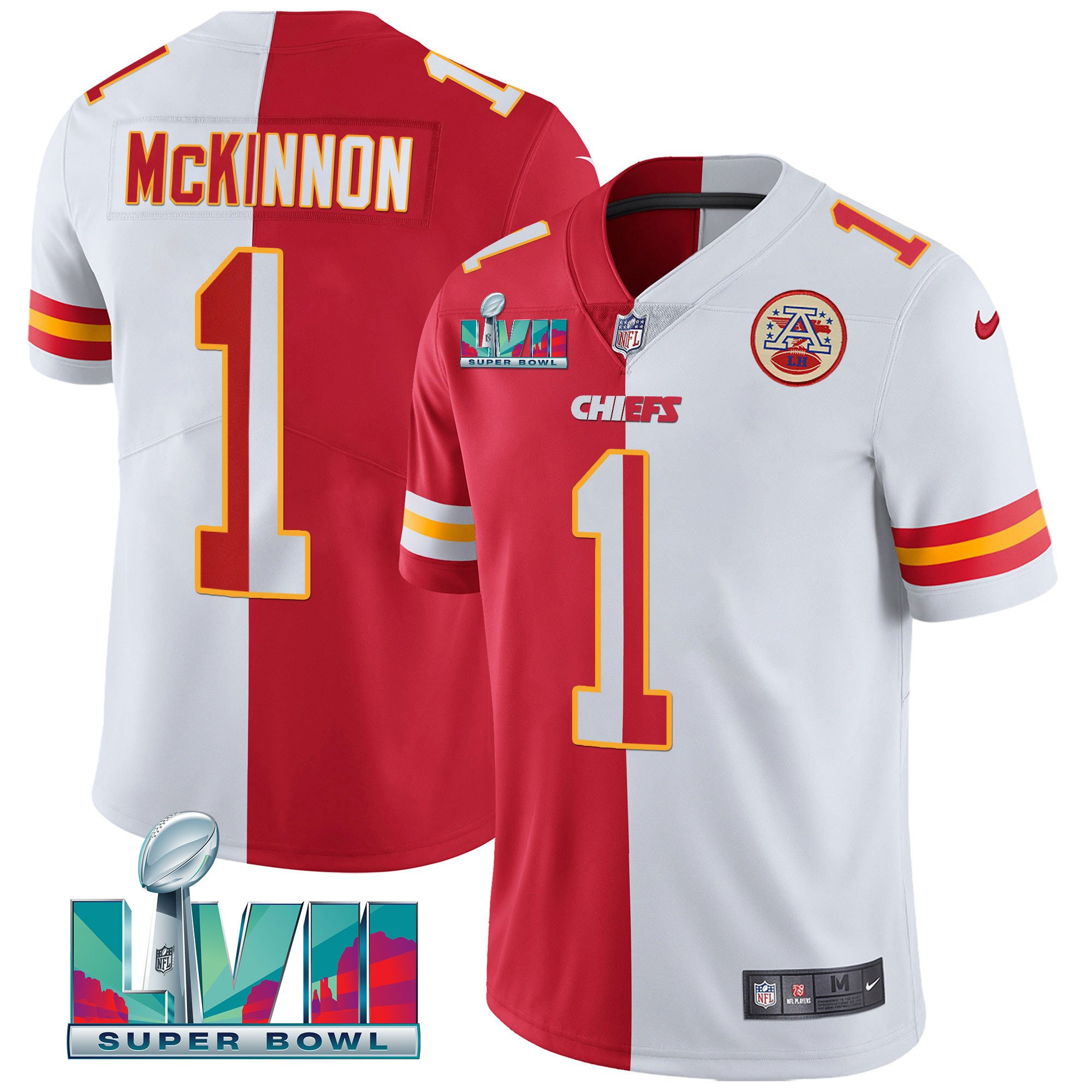 Jerick McKinnon Men's Kansas City Chiefs Super Bowl Vapor Gold Split Jersey - All Stitched