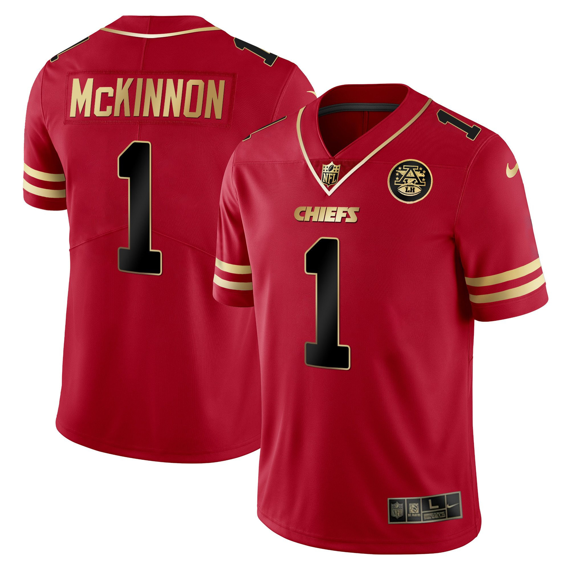 Jerick McKinnon Men's Kansas City Chiefs Vapor Black Red Gold Limited - All Stitched Black Red Jersey - All Stitched
