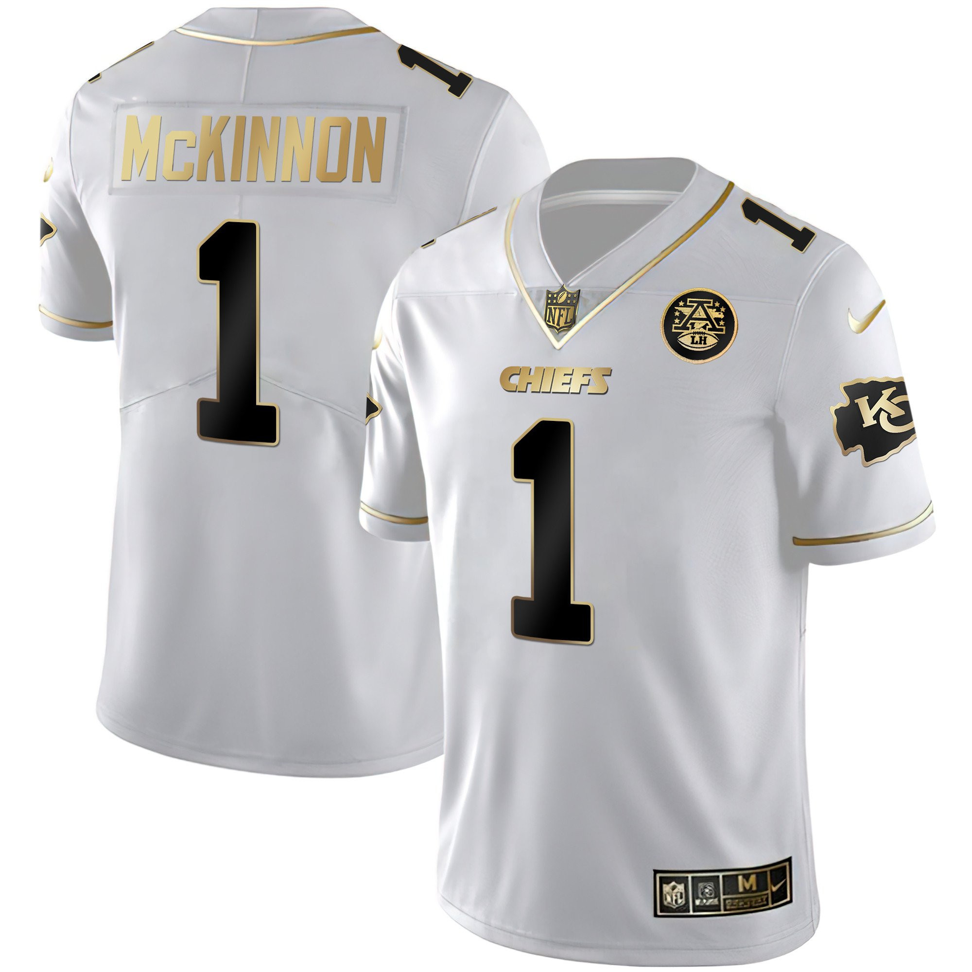 Jerick McKinnon Men's Kansas City Chiefs Vapor Black Red Gold Limited - All Stitched White Gold Jersey - All Stitched