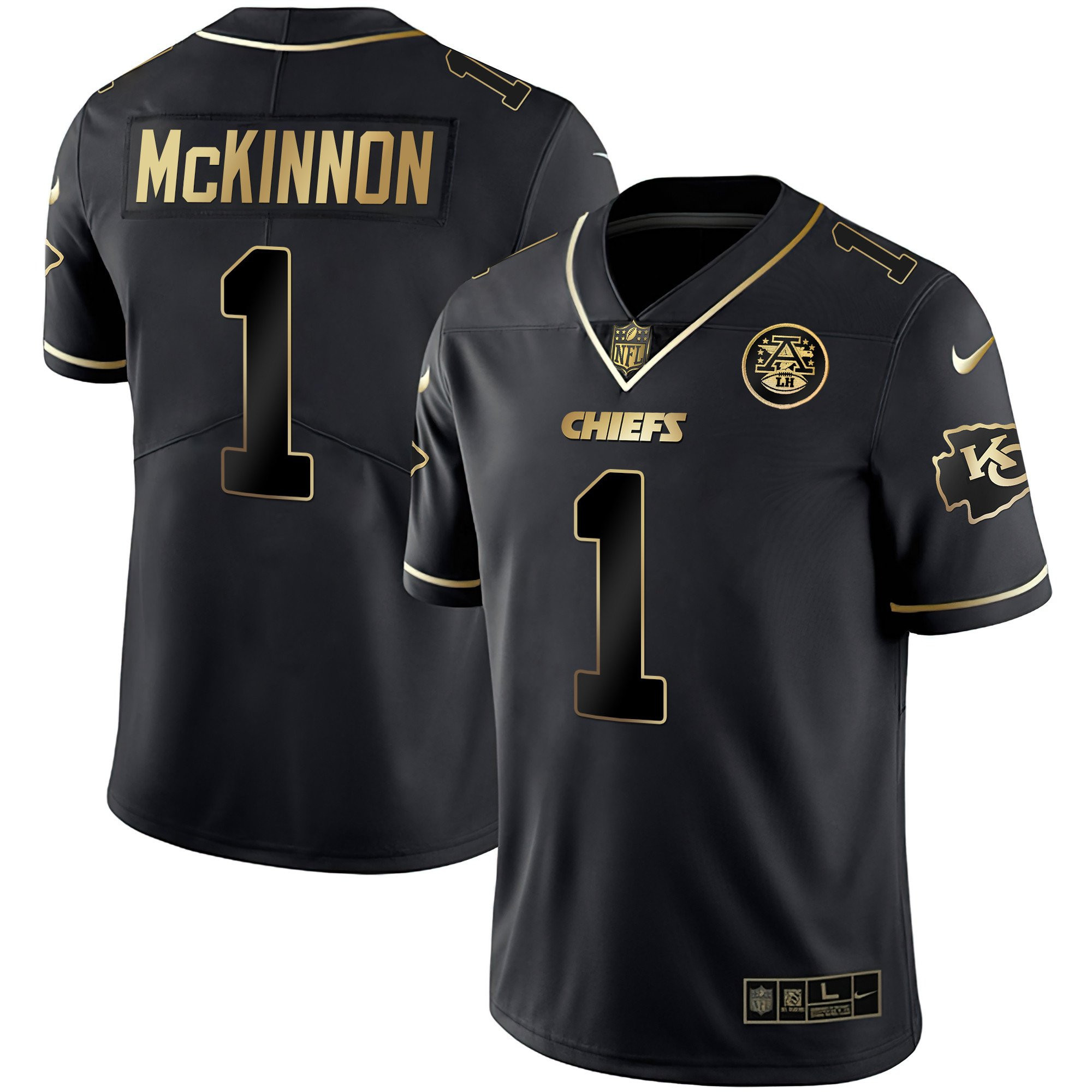 Jerick McKinnon Men's Kansas City Chiefs White Gold & Black Gold - All Stitched Black Gold Jersey - All Stitched