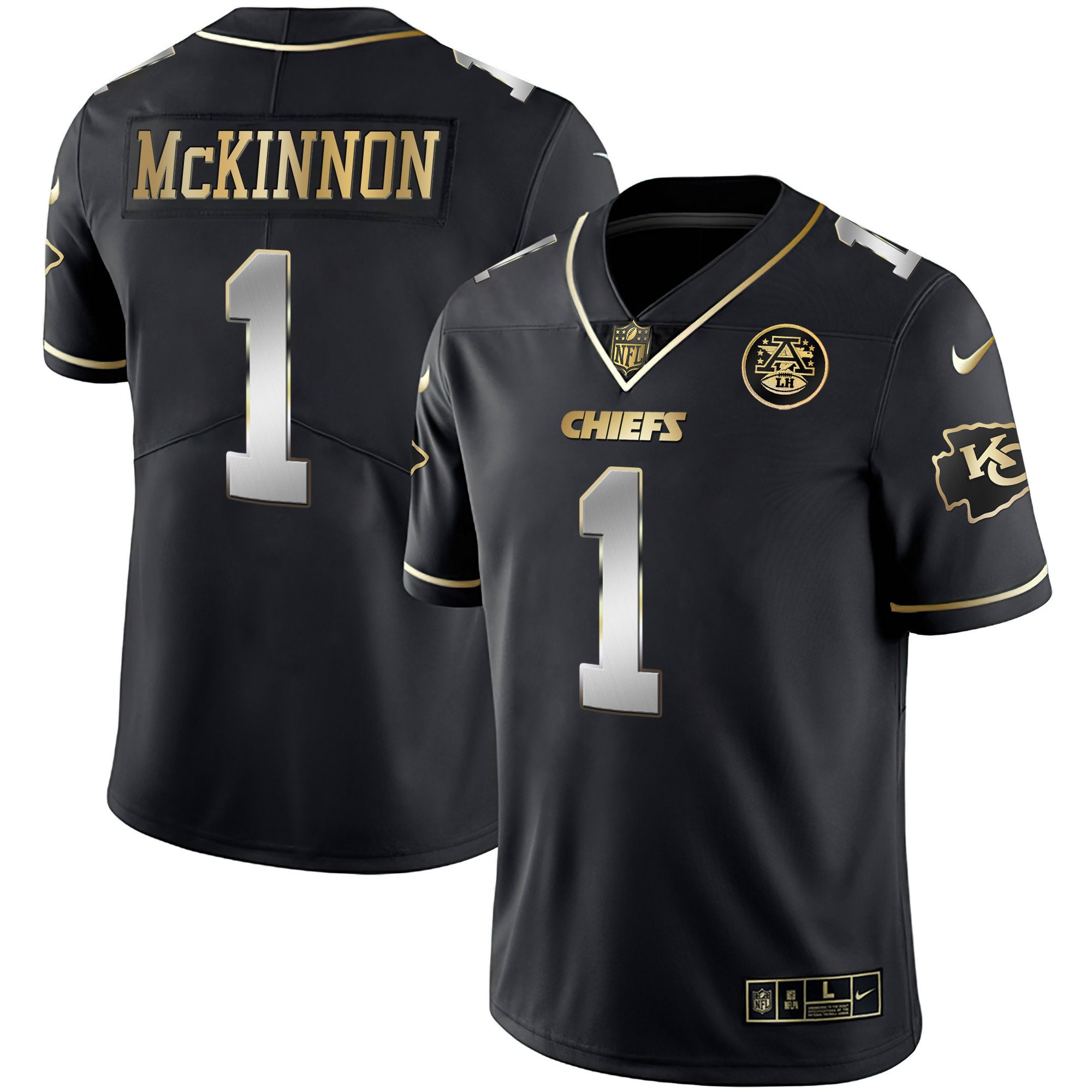 Jerick McKinnon Men's Kansas City Chiefs White Gold & Black Gold - All Stitched Black Limited Jersey - All Stitched