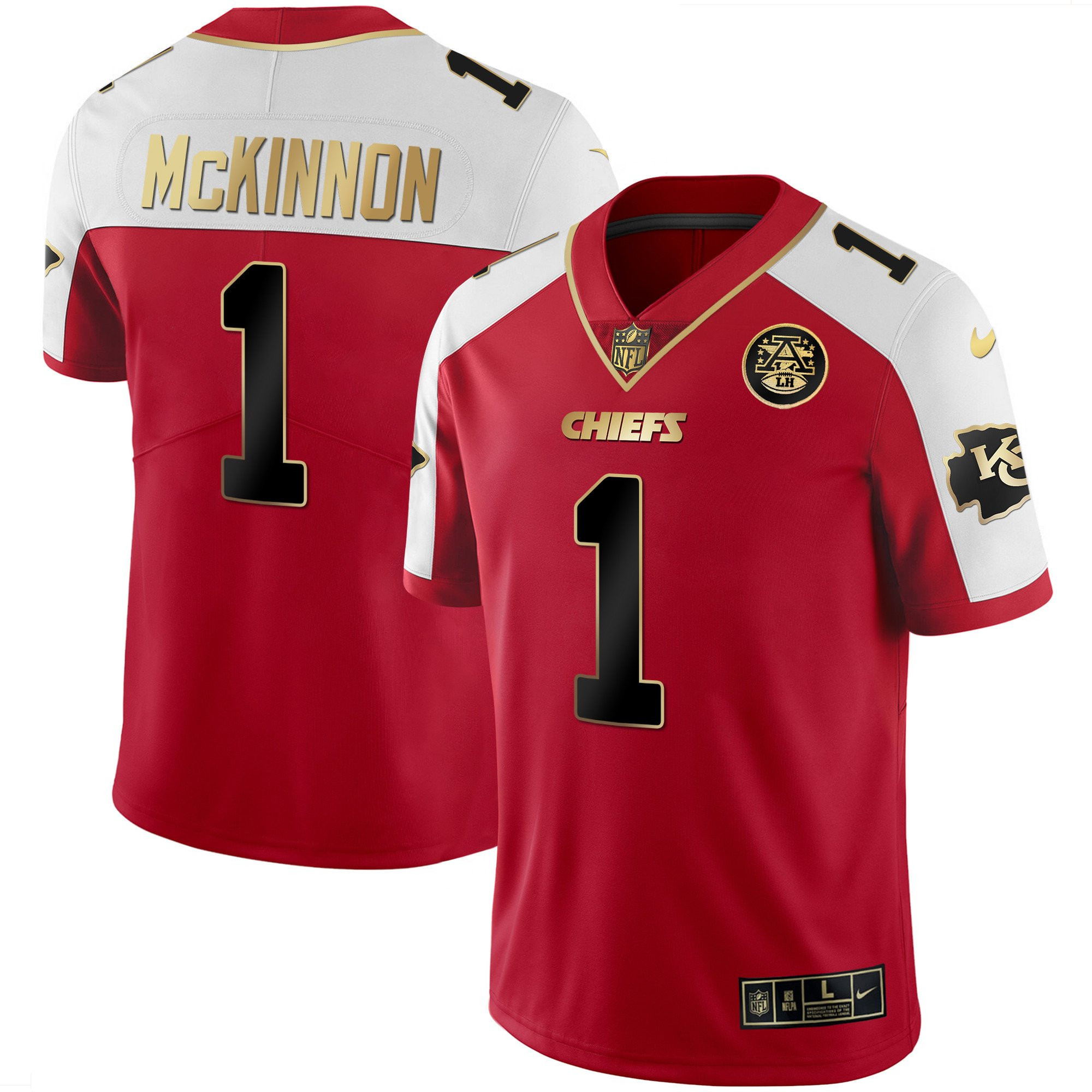Jerick McKinnon Men's Kansas City Chiefs White Gold & Black Gold - All Stitched Red Alternate Jersey - All Stitched