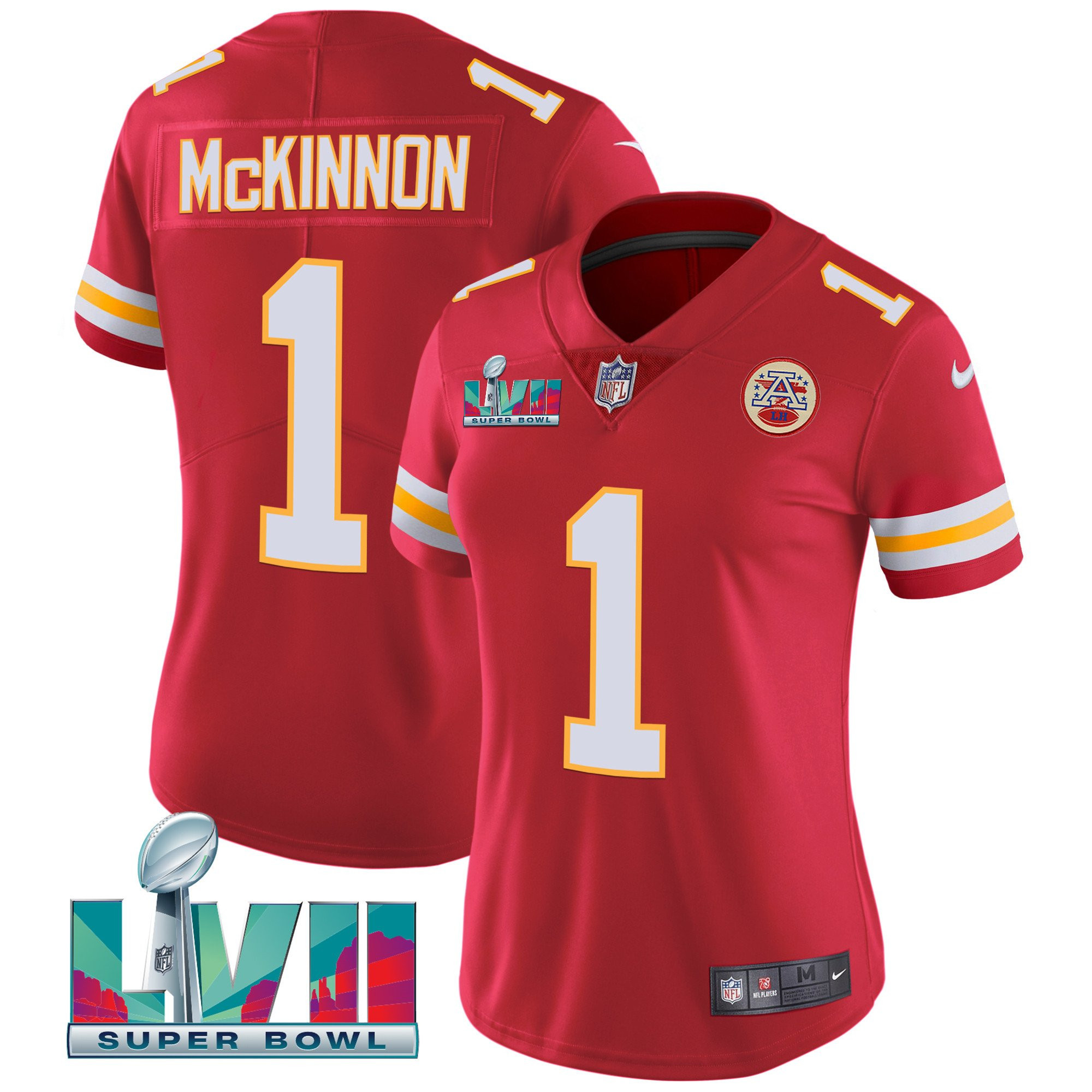 Jerick McKinnon Women's Kansas City Chiefs Super Bowl LVII Red Gold Vapor Red Jersey - All Stitched