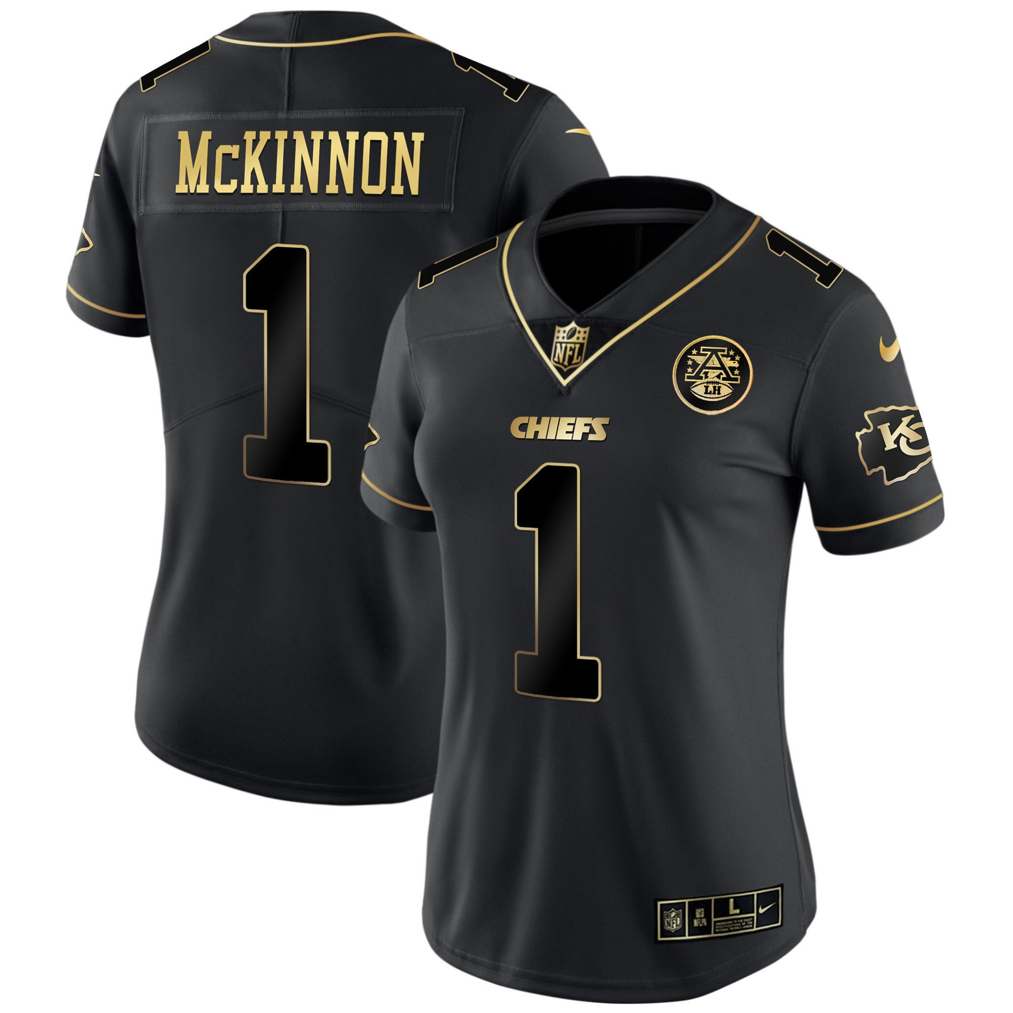 Jerick McKinnon Women's Kansas City Chiefs White Gold & Black Gold - All Stitched Black Gold Jersey - All Stitched