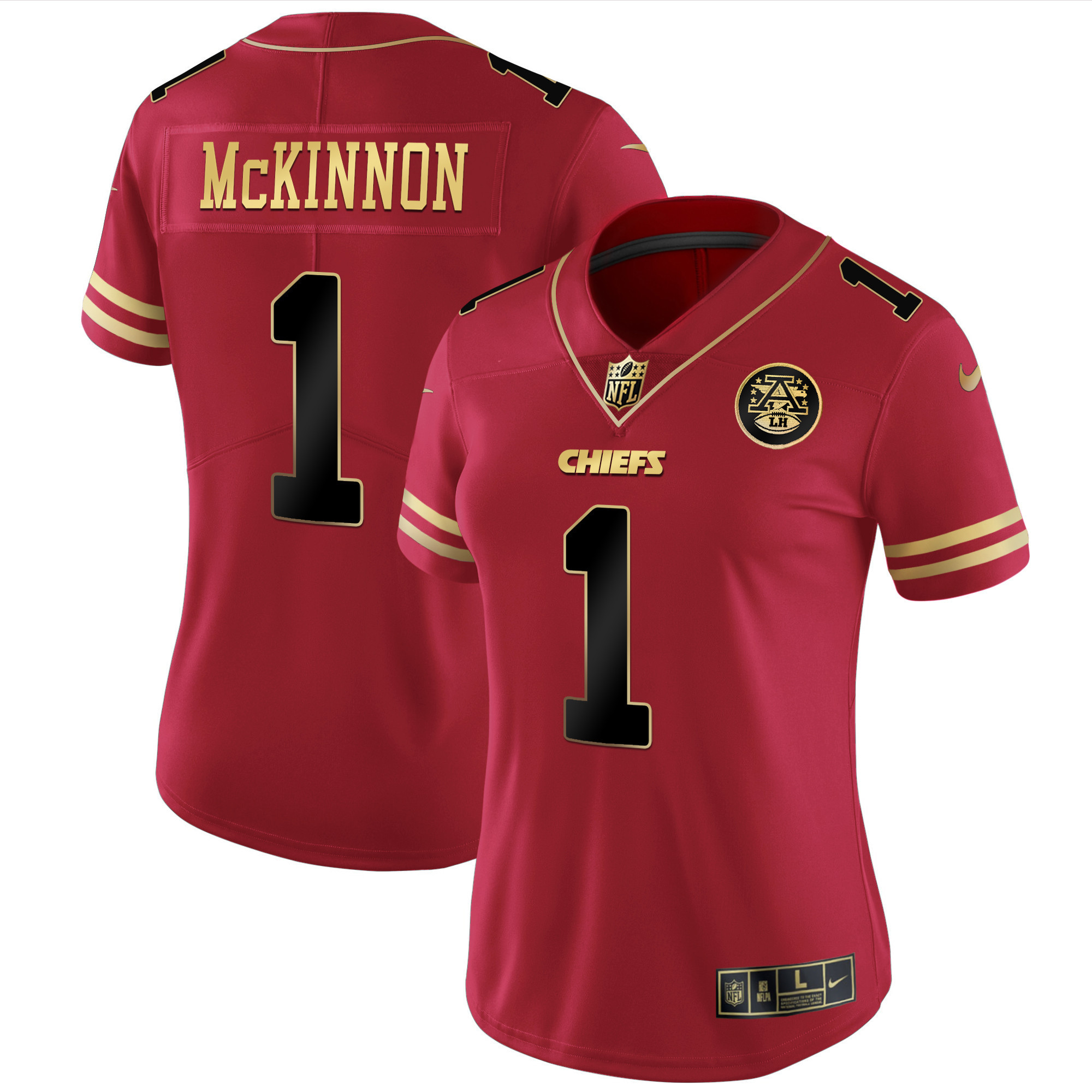 Jerick McKinnon Women's Kansas City Chiefs White Gold & Black Gold - All Stitched Black Red Jersey - All Stitched