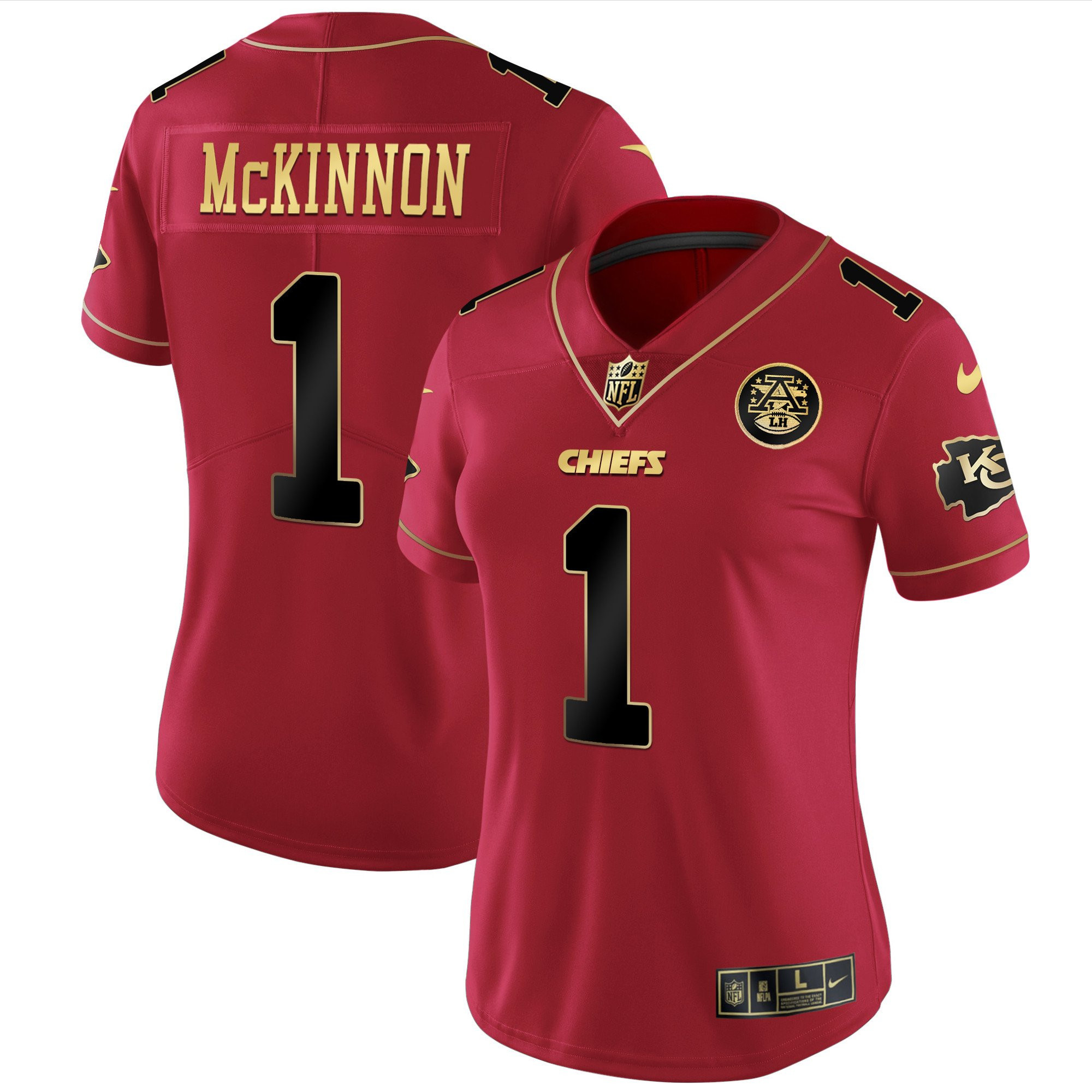 Jerick McKinnon Women's Kansas City Chiefs White Gold & Black Gold - All Stitched Red Special Jersey - All Stitched