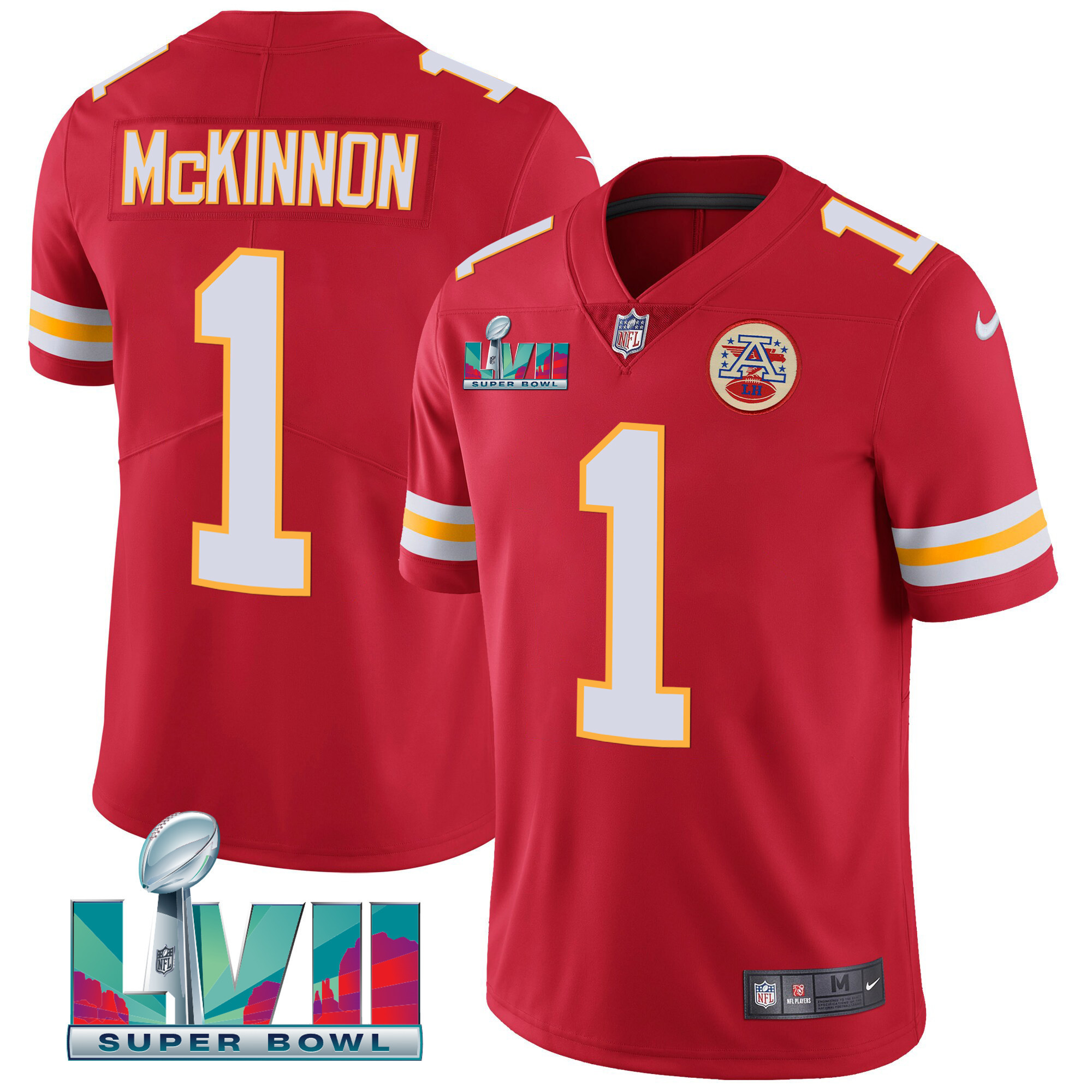 Jerick McKinnon Youth's Kansas City Chiefs Super Bowl LVII Vapor Player Red Jersey - All Stitched