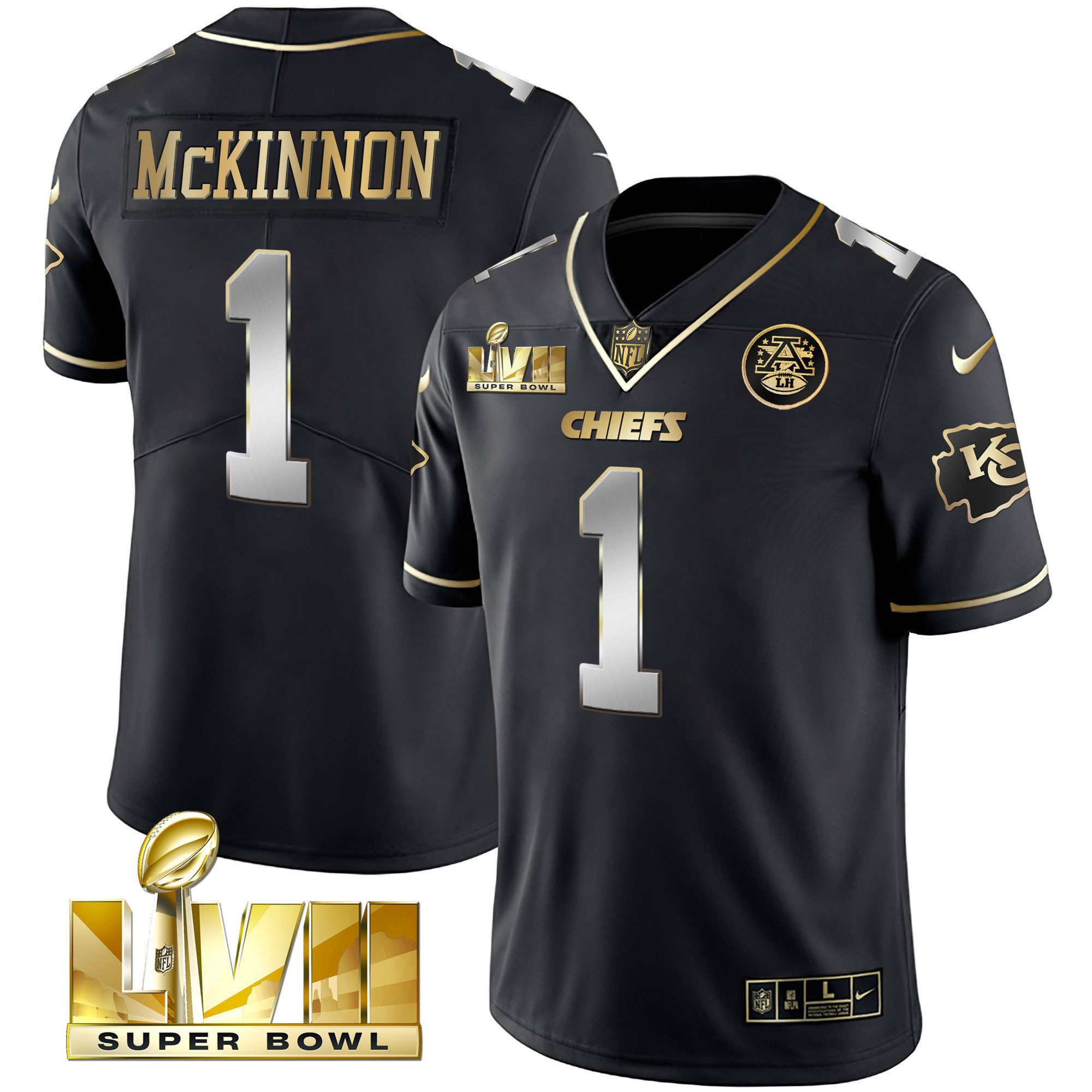 Jerick McKinnon Youth's Kansas City Chiefs Super Bowl Vapor Gold Black Limited Jersey - All Stitched