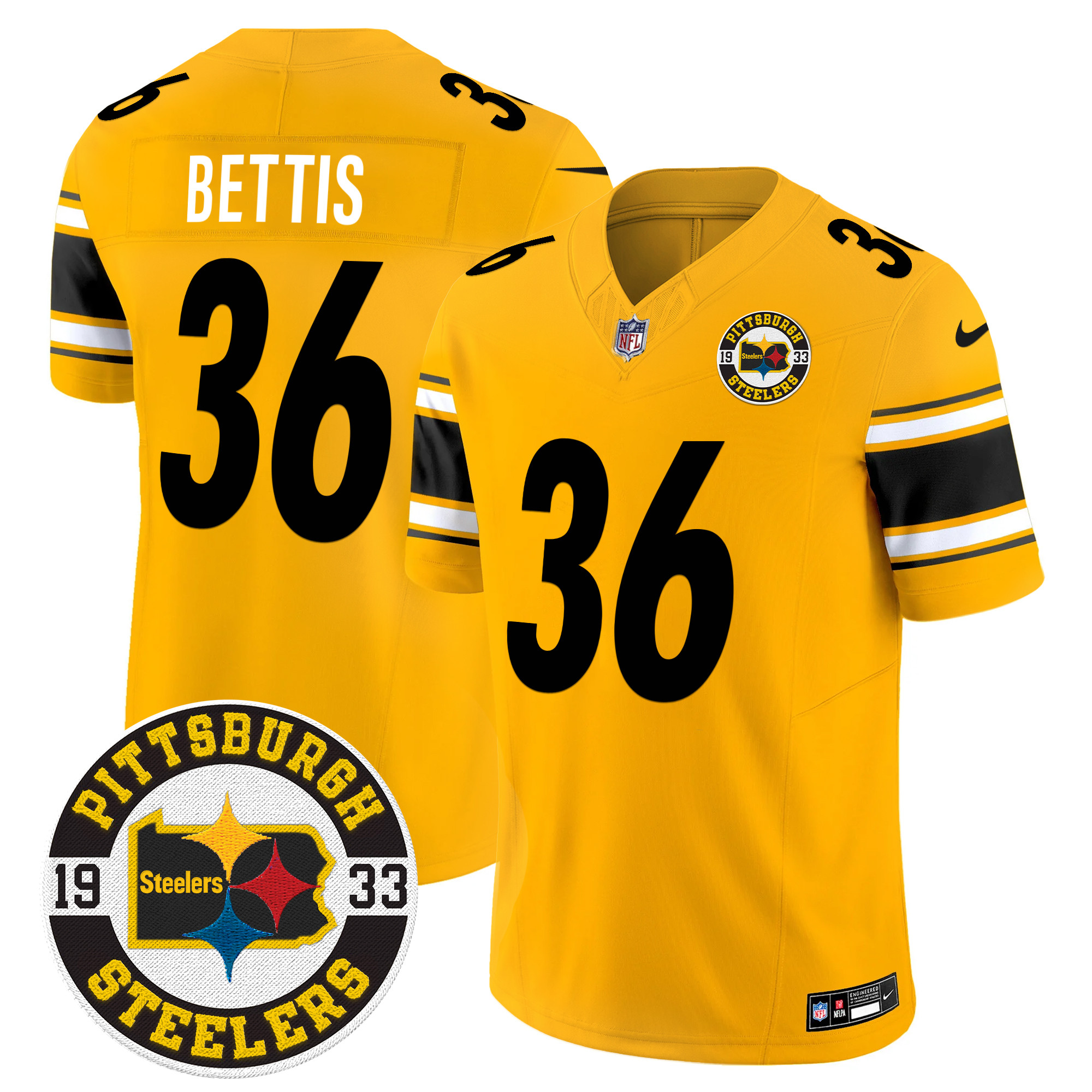 Jerome Bettis Men's Pittsburgh Steelers 2024 Vapor Limited Gold Jersey - All Stitched