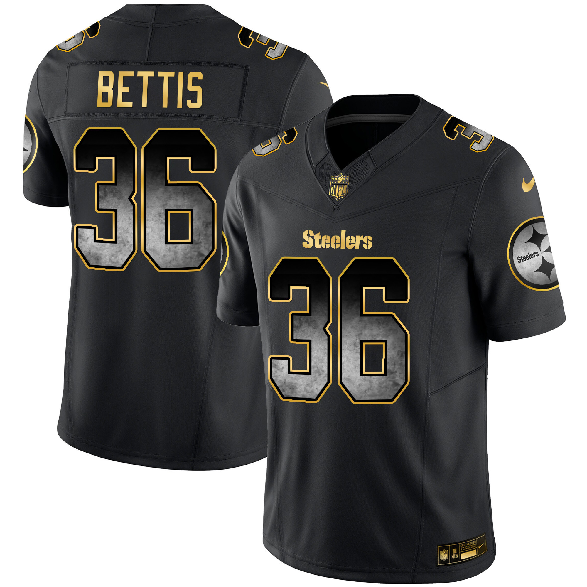 Jerome Bettis Men's Pittsburgh Steelers Arch Smoke Vapor Black Jersey - All Stitched