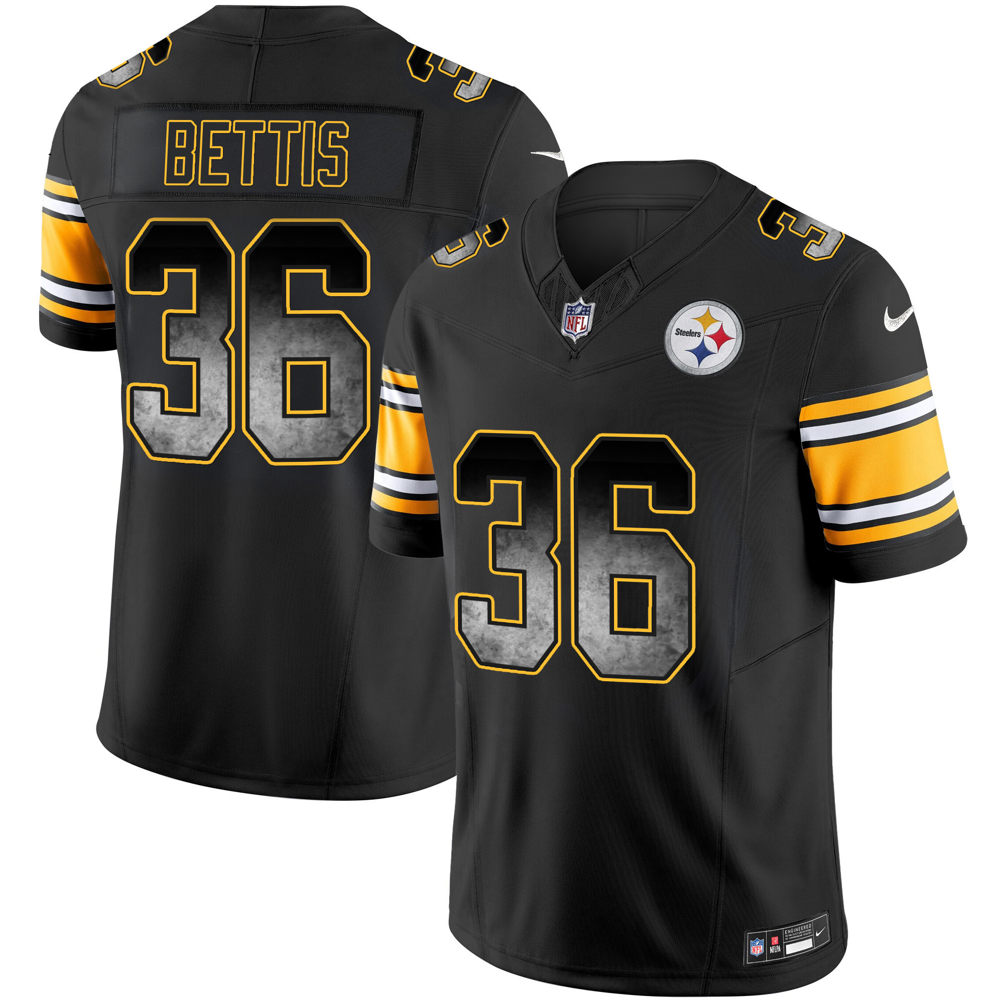 Jerome Bettis Men's Pittsburgh Steelers Arch Smoke Vapor Black Jersey - All Stitched