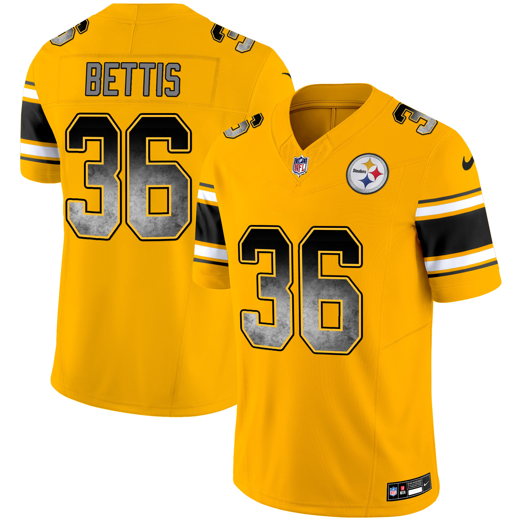 Jerome Bettis Men's Pittsburgh Steelers Arch Smoke Vapor Gold Jersey - All Stitched