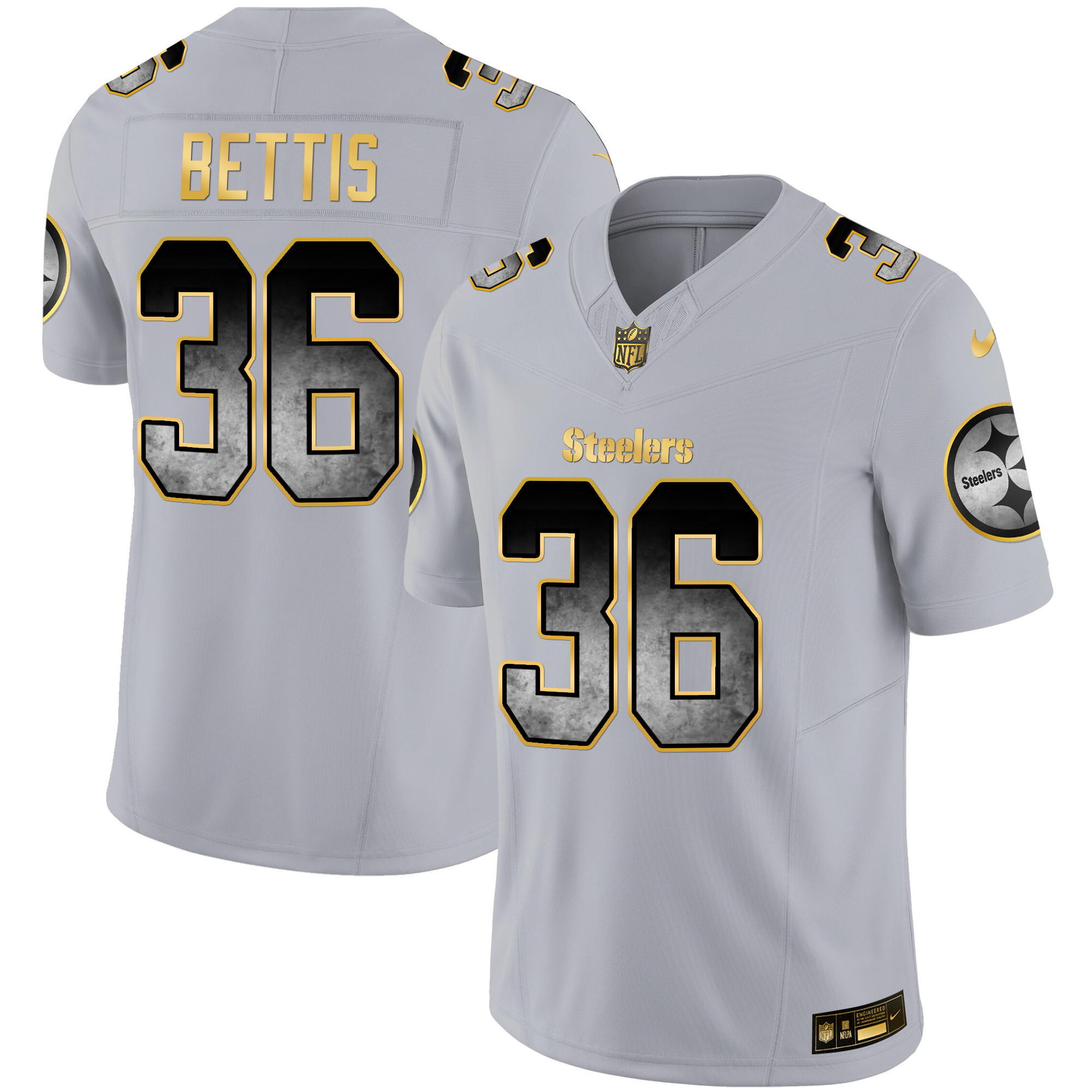 Jerome Bettis Men's Pittsburgh Steelers Arch Smoke Vapor Gray Jersey - All Stitched