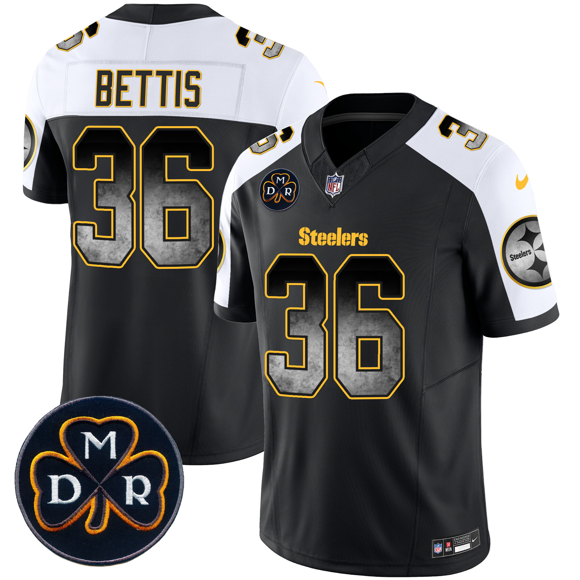 Jerome Bettis Men's Pittsburgh Steelers DMR Patch Arch Smoke Vapor Limited Alternate Jersey - All Stitched
