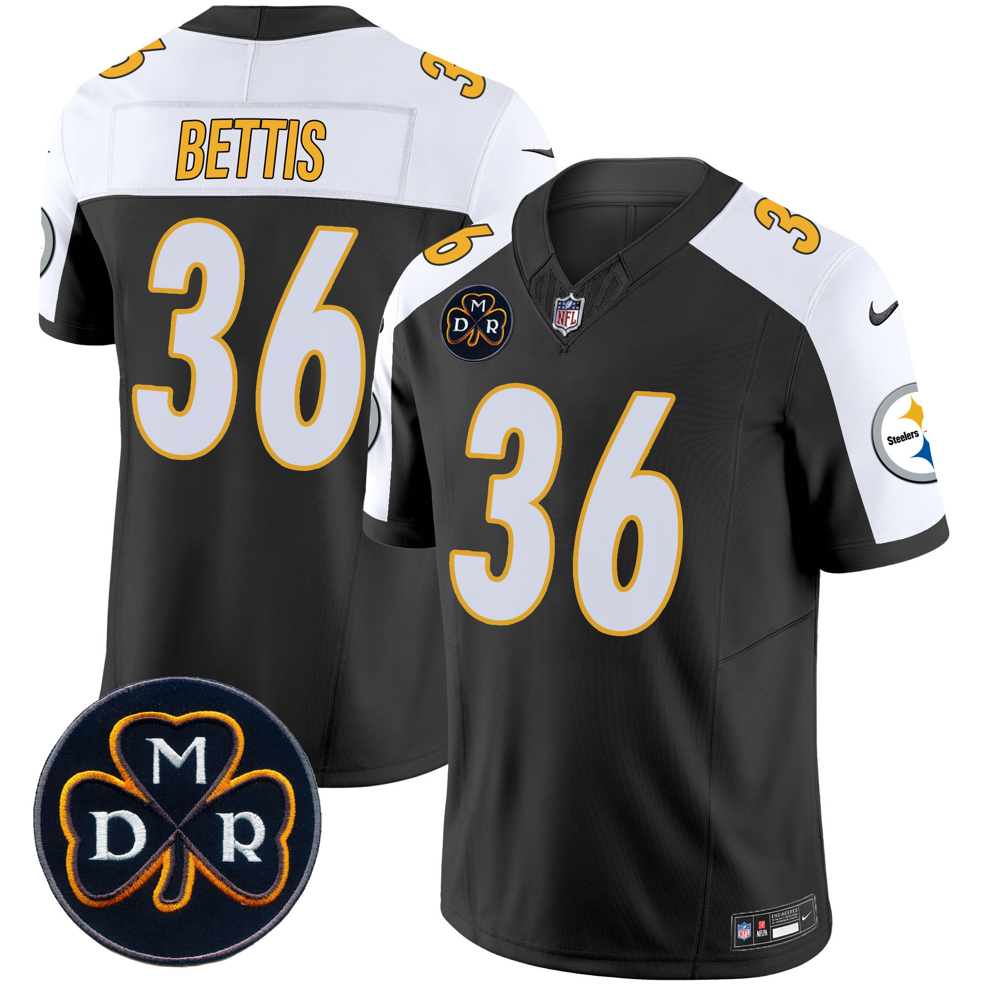 Jerome Bettis Men's Pittsburgh Steelers DMR Patch Vapor Limited Black Alternate Jersey - All Stitched