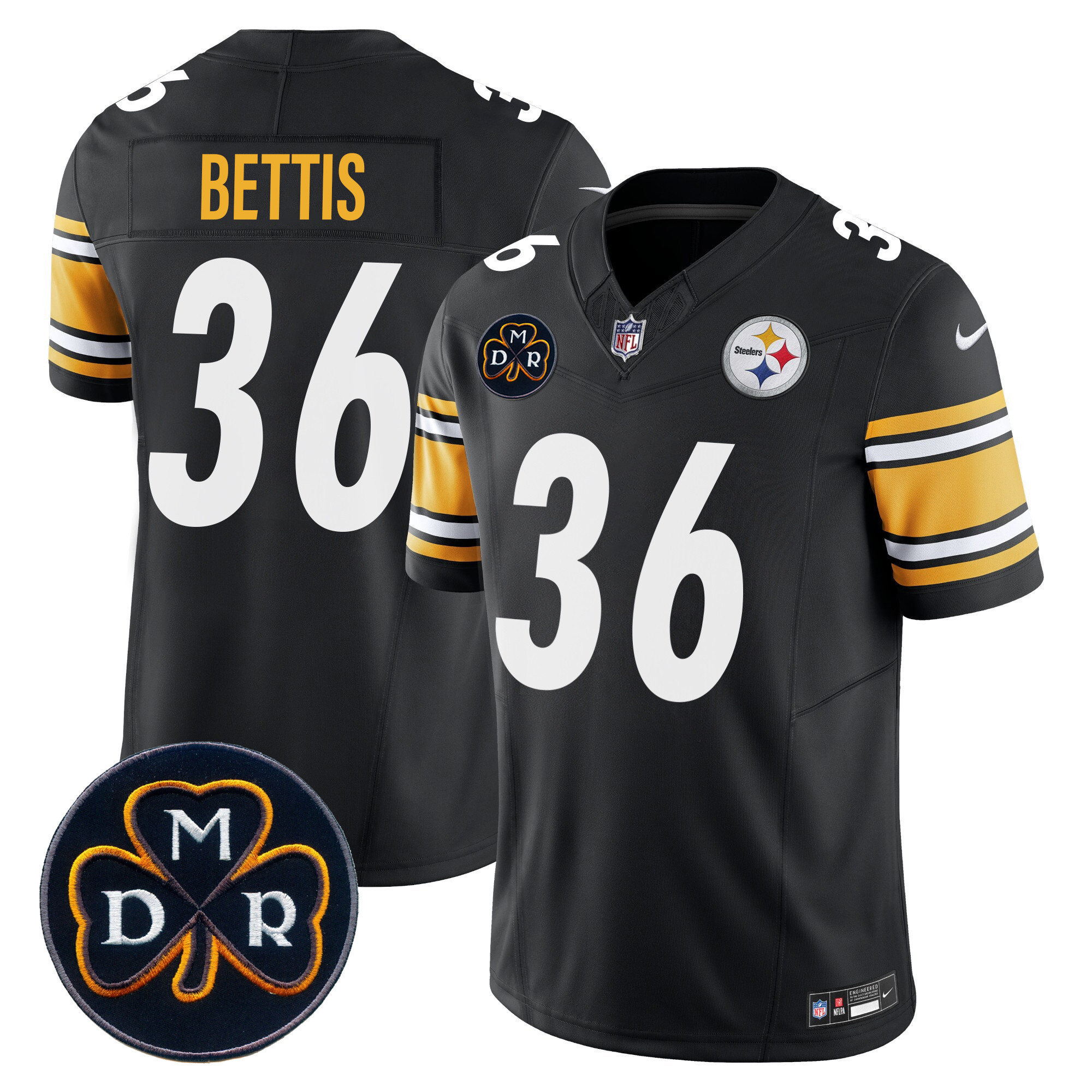 Jerome Bettis Men's Pittsburgh Steelers DMR Patch Vapor Limited Black Jersey - All Stitched