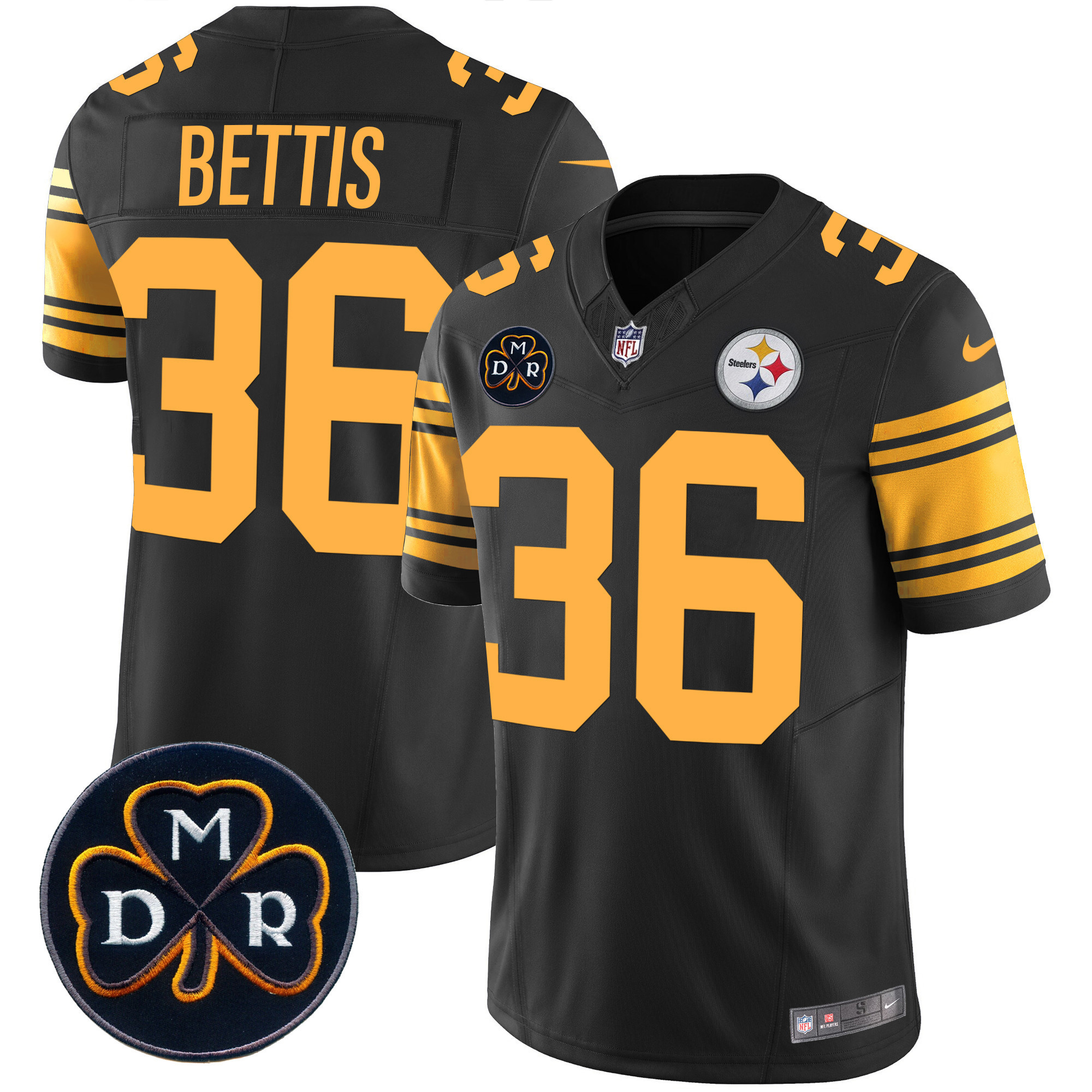 Jerome Bettis Men's Pittsburgh Steelers DMR Patch Vapor Limited Color Rush Jersey - All Stitched