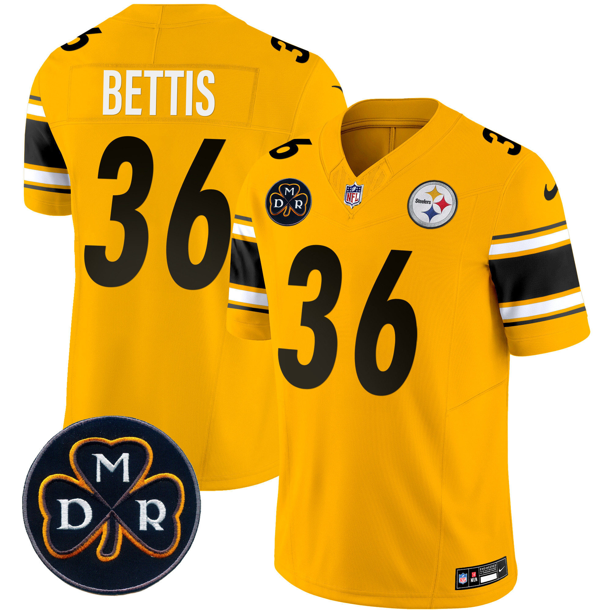 Jerome Bettis Men's Pittsburgh Steelers DMR Patch Vapor Limited Gold Jersey - All Stitched