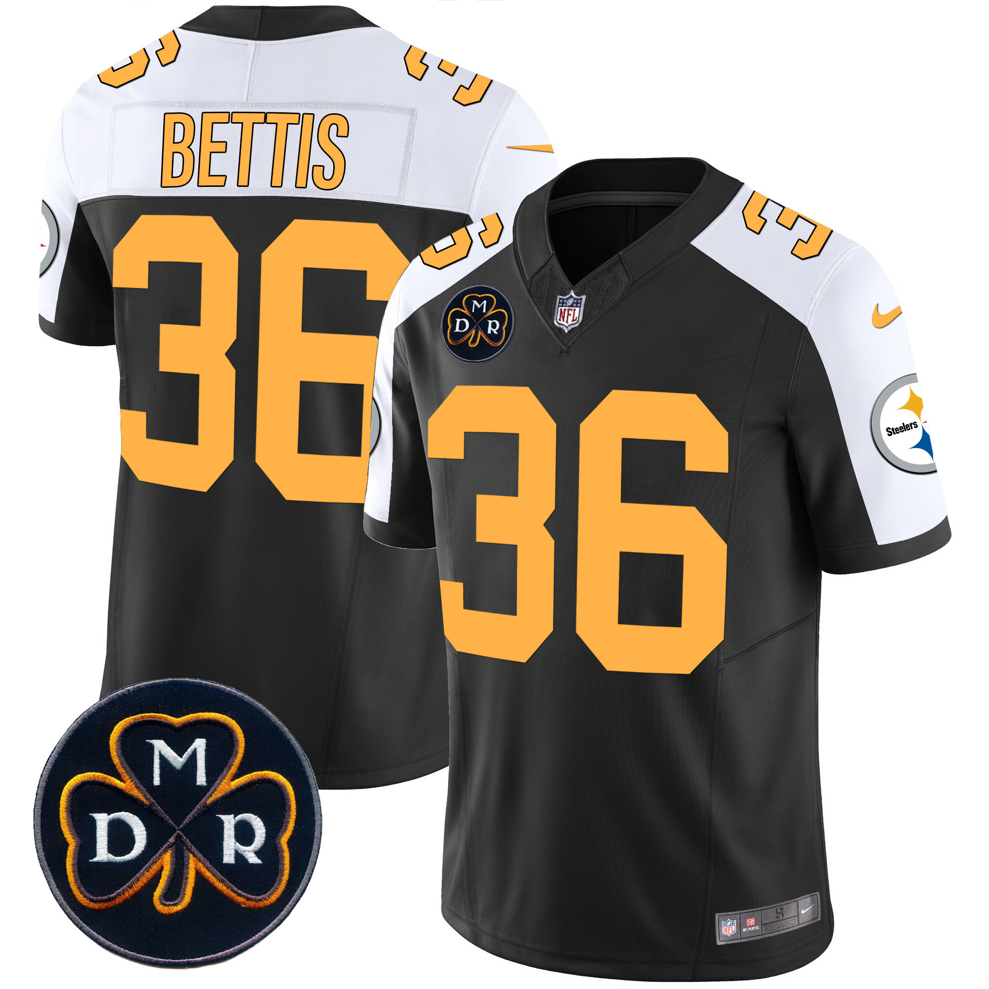 Jerome Bettis Men's Pittsburgh Steelers DMR Patch Vapor Limited Rush Alternate Jersey - All Stitched