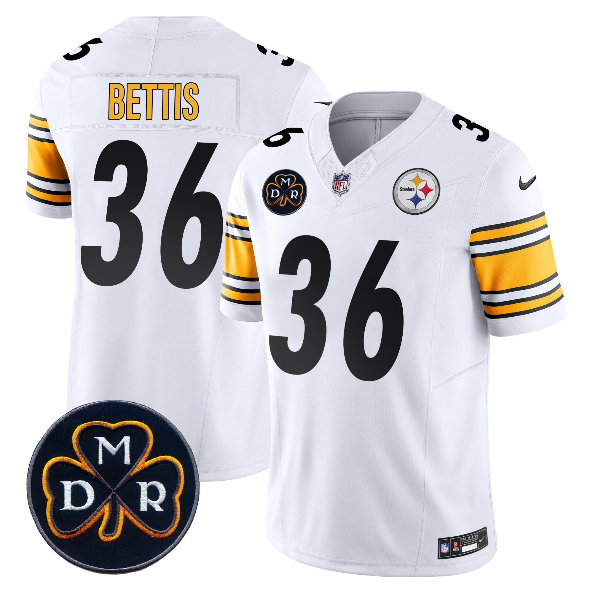 Jerome Bettis Men's Pittsburgh Steelers DMR Patch Vapor Limited White Jersey - All Stitched