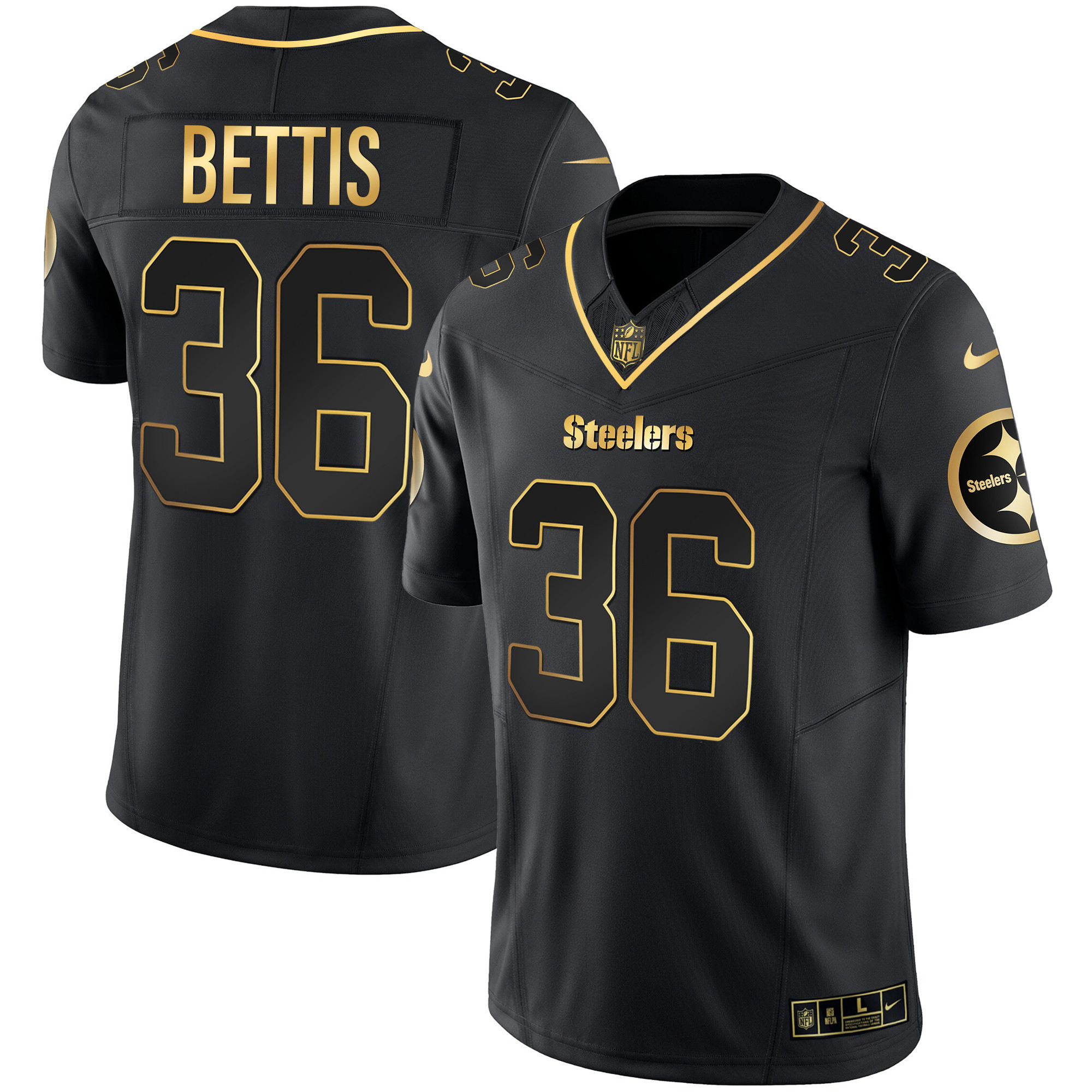 Jerome Bettis Men's Pittsburgh Steelers Gold Vapor Black Gold Jersey - All Stitched