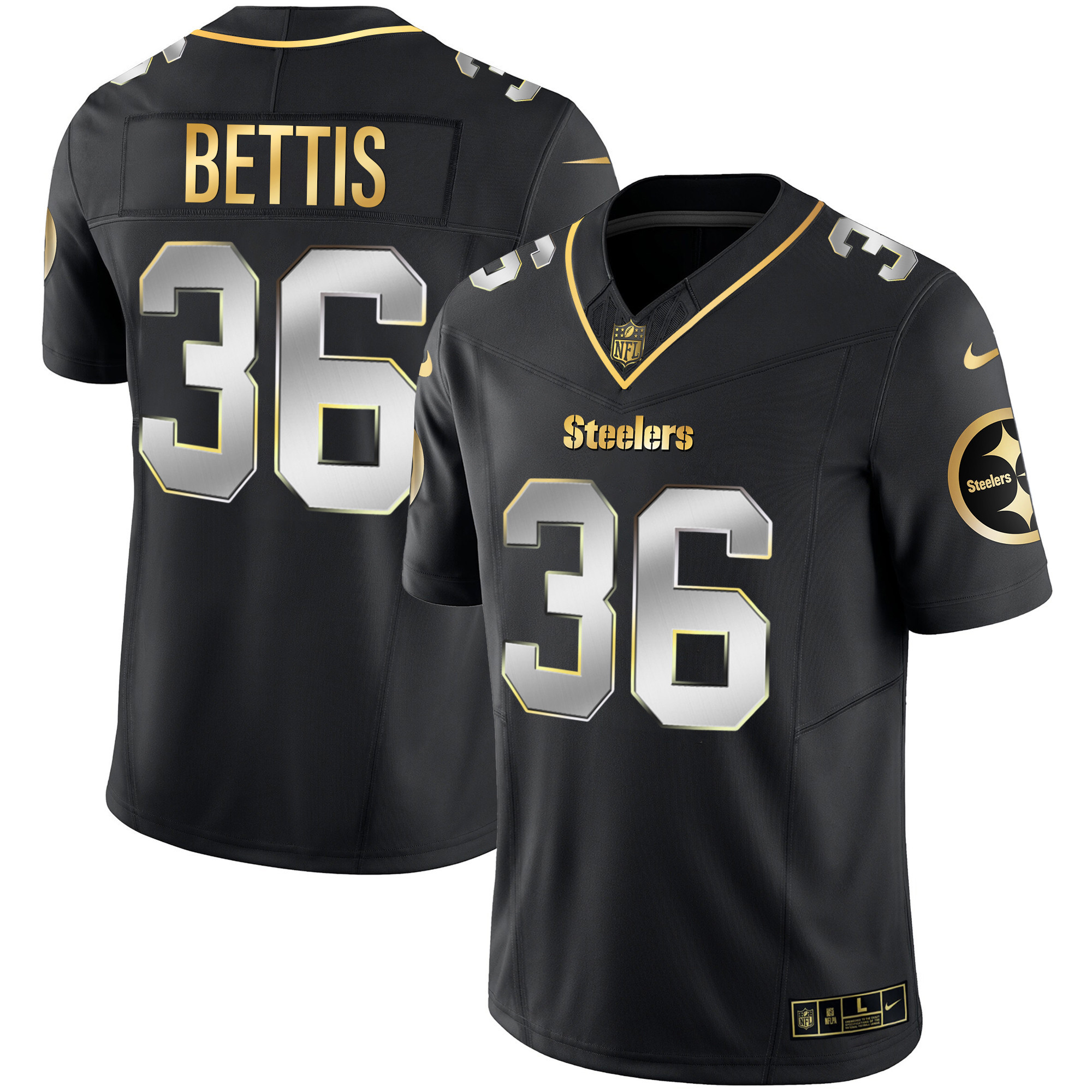 Jerome Bettis Men's Pittsburgh Steelers Gold Vapor Black Limited Jersey - All Stitched