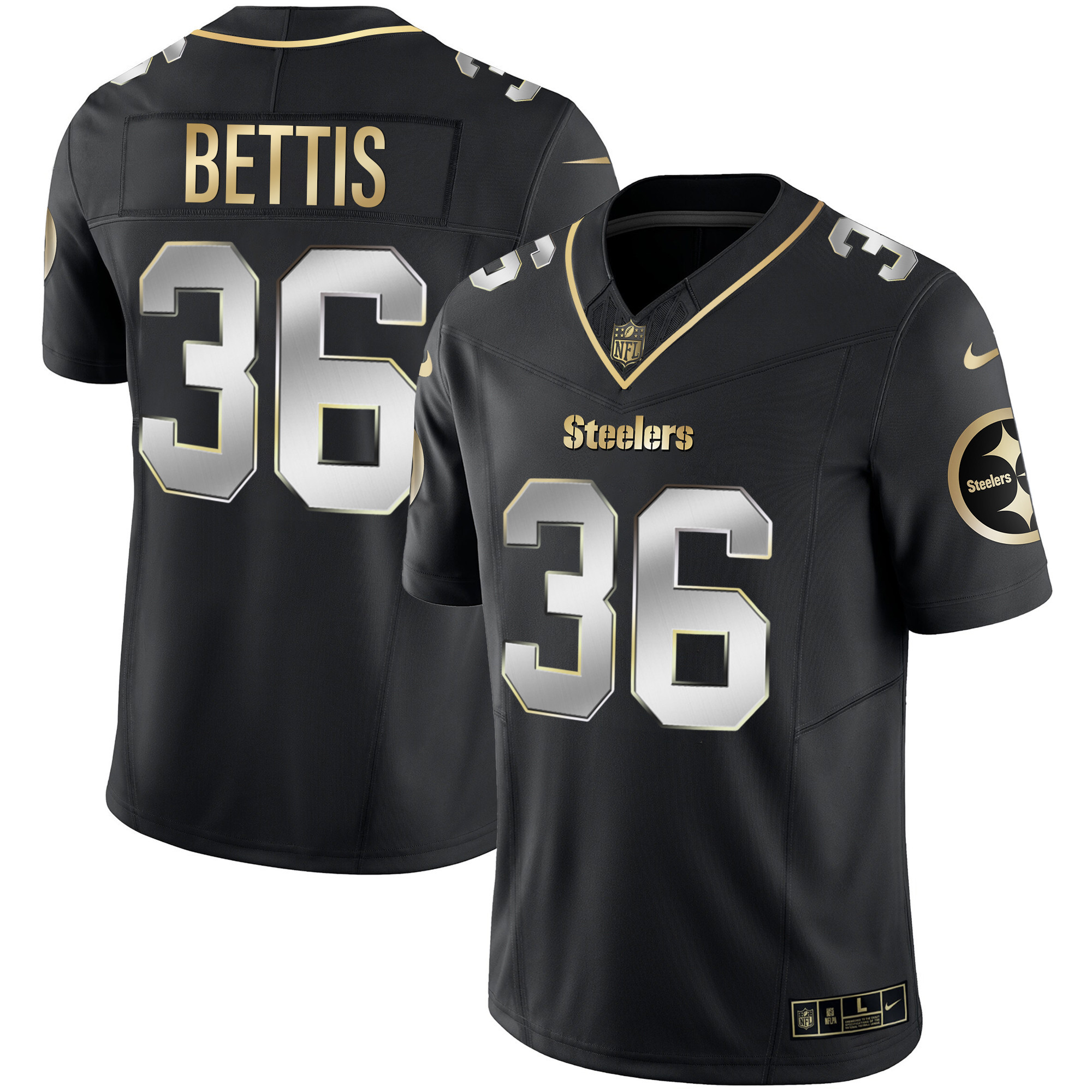 Jerome Bettis Men's Pittsburgh Steelers Gold Vapor Black Limited Jersey - All Stitched