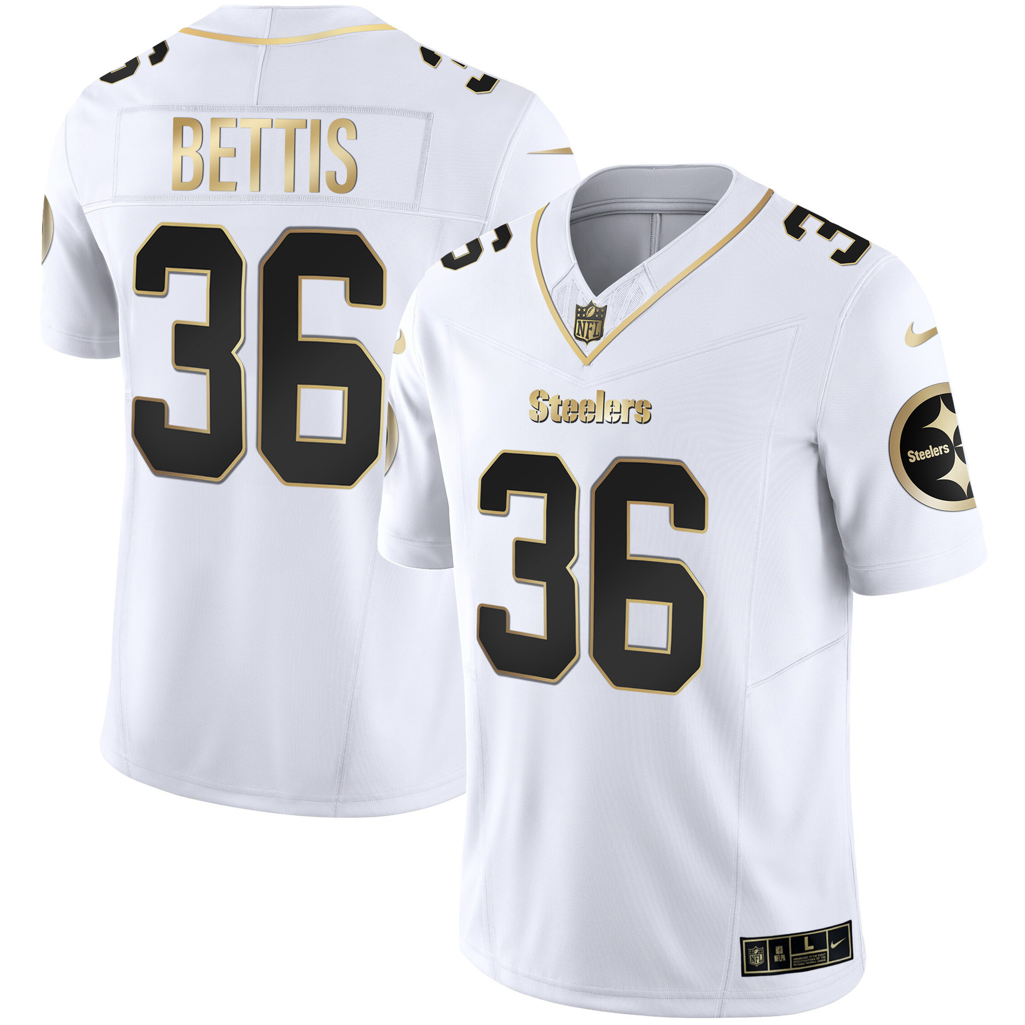 Jerome Bettis Men's Pittsburgh Steelers Gold Vapor White Gold Jersey - All Stitched