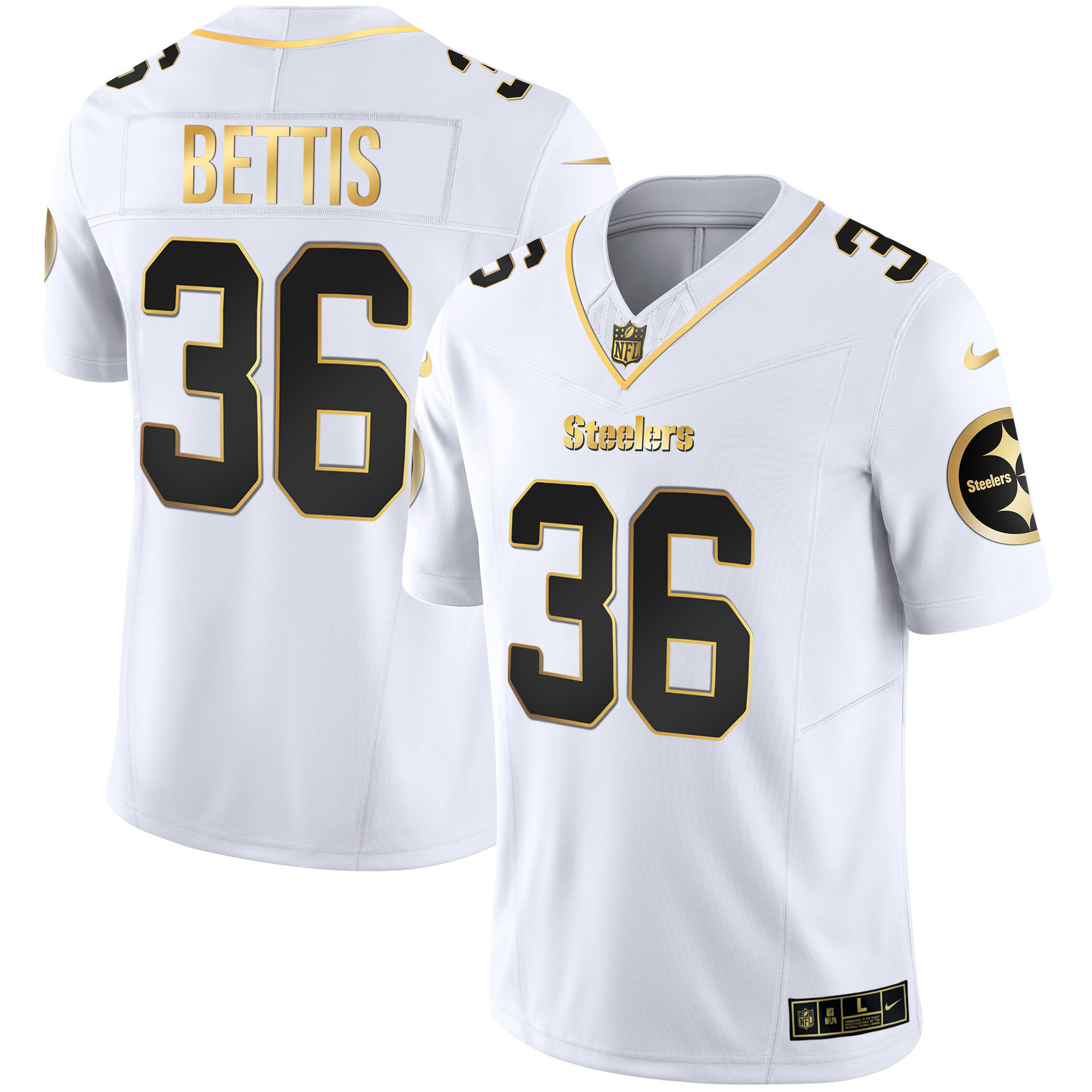 Jerome Bettis Men's Pittsburgh Steelers Gold Vapor White Gold Jersey - All Stitched