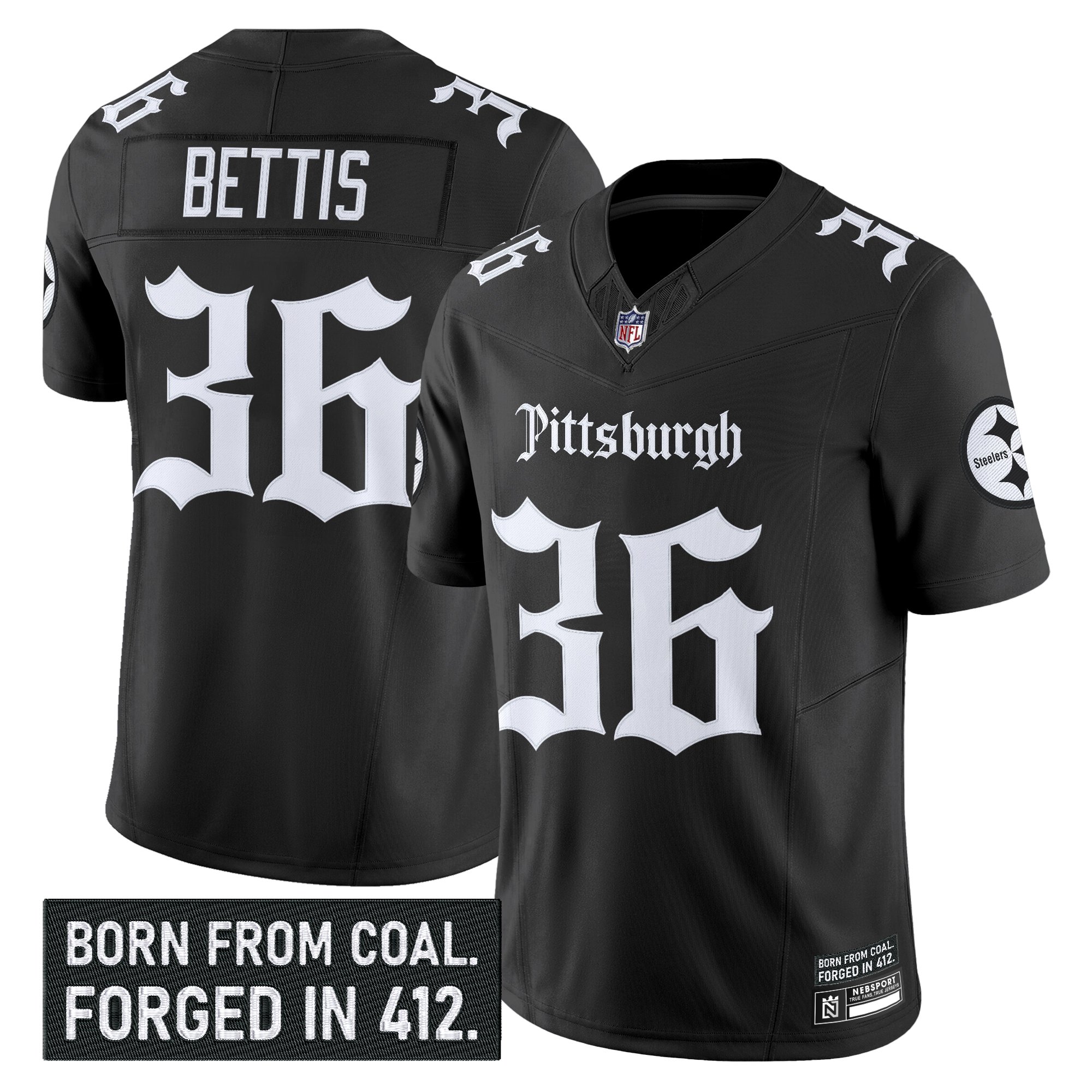 Jerome Bettis Men's Pittsburgh Steelers 'Gothic Steel City Edition' Vapor Limited Black Jersey - All Stitched
